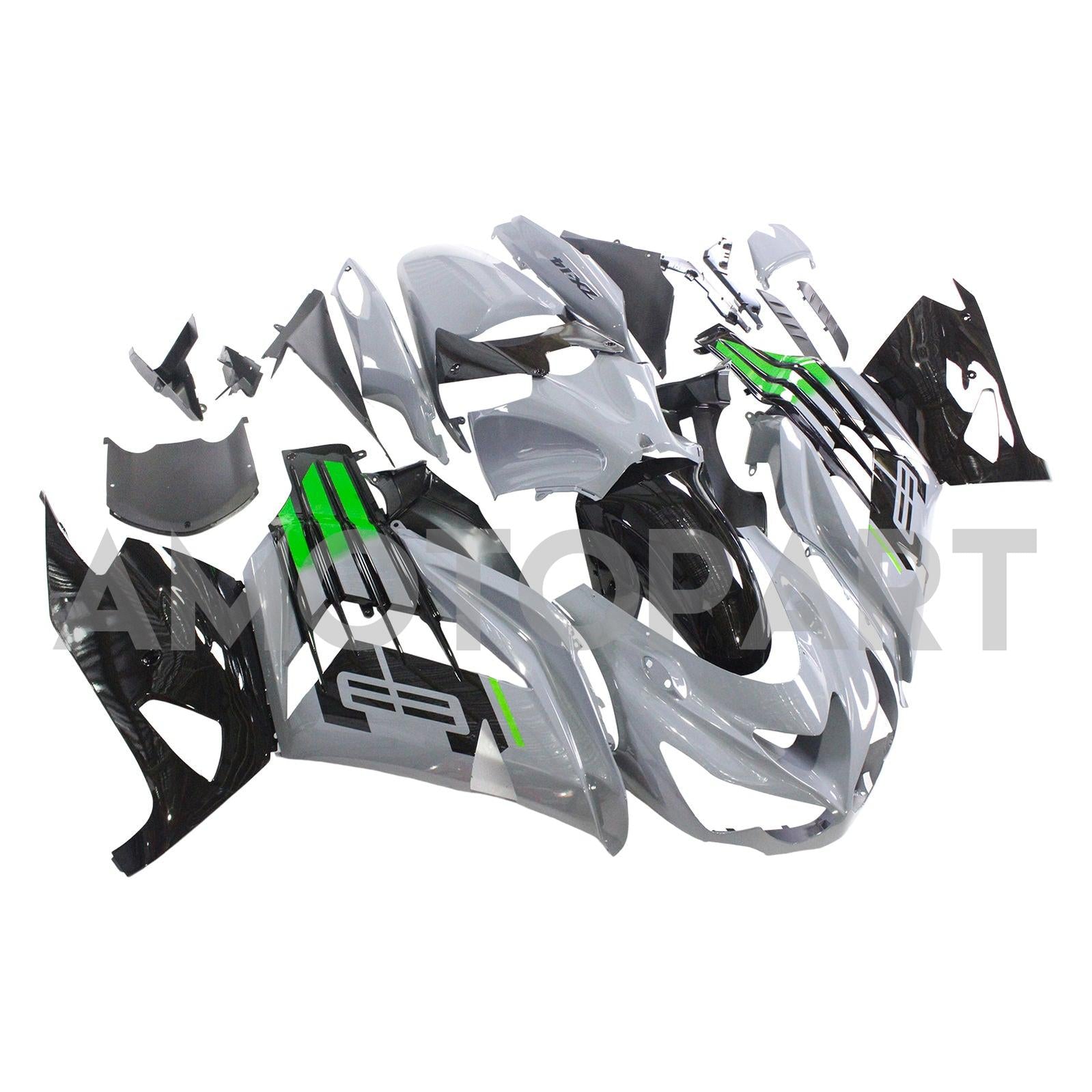 Amotopart Kawasaki 2012-2022 ZX14R Šedá černá kapotáž