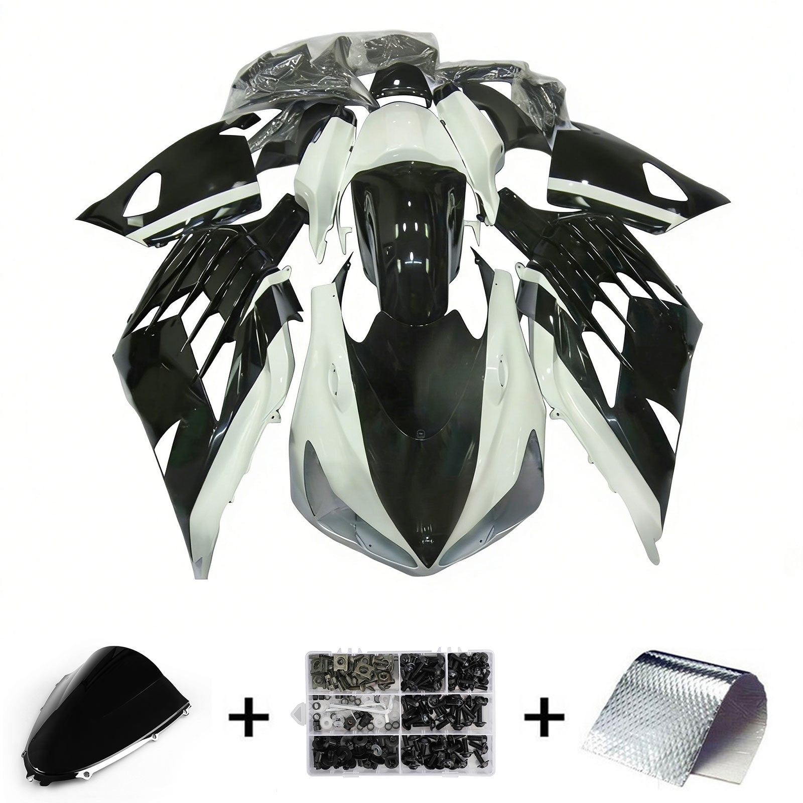 Amotopart 2012-2022 Kawasaki ZX14R ZZR1400 Black White Reading Kit