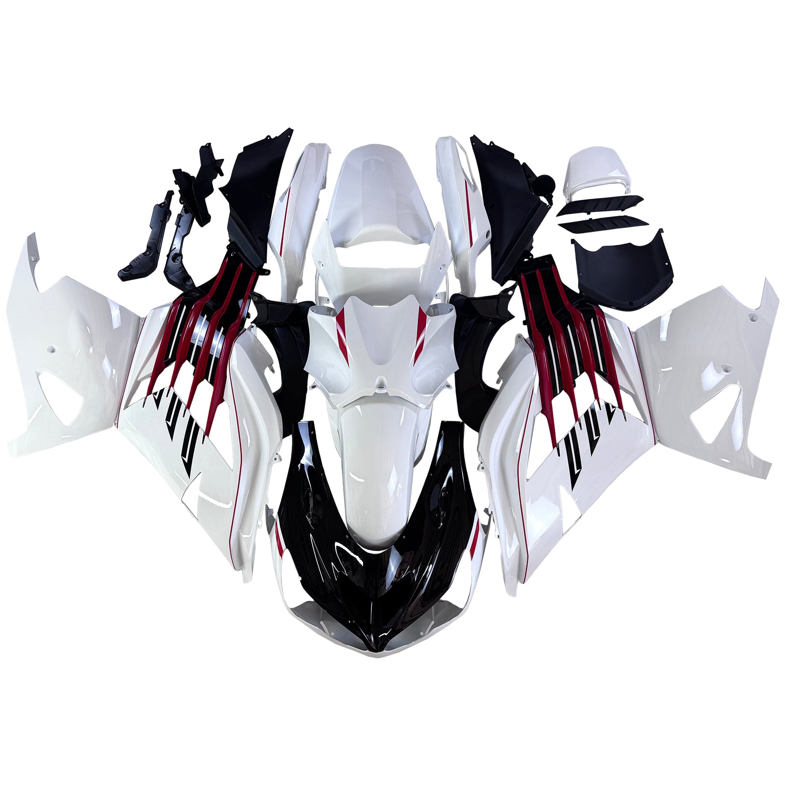 Amotopart 2012-2025 Kawasaki ZX14R ZZR1400 Noir Blanc & Kit de carénage rouge