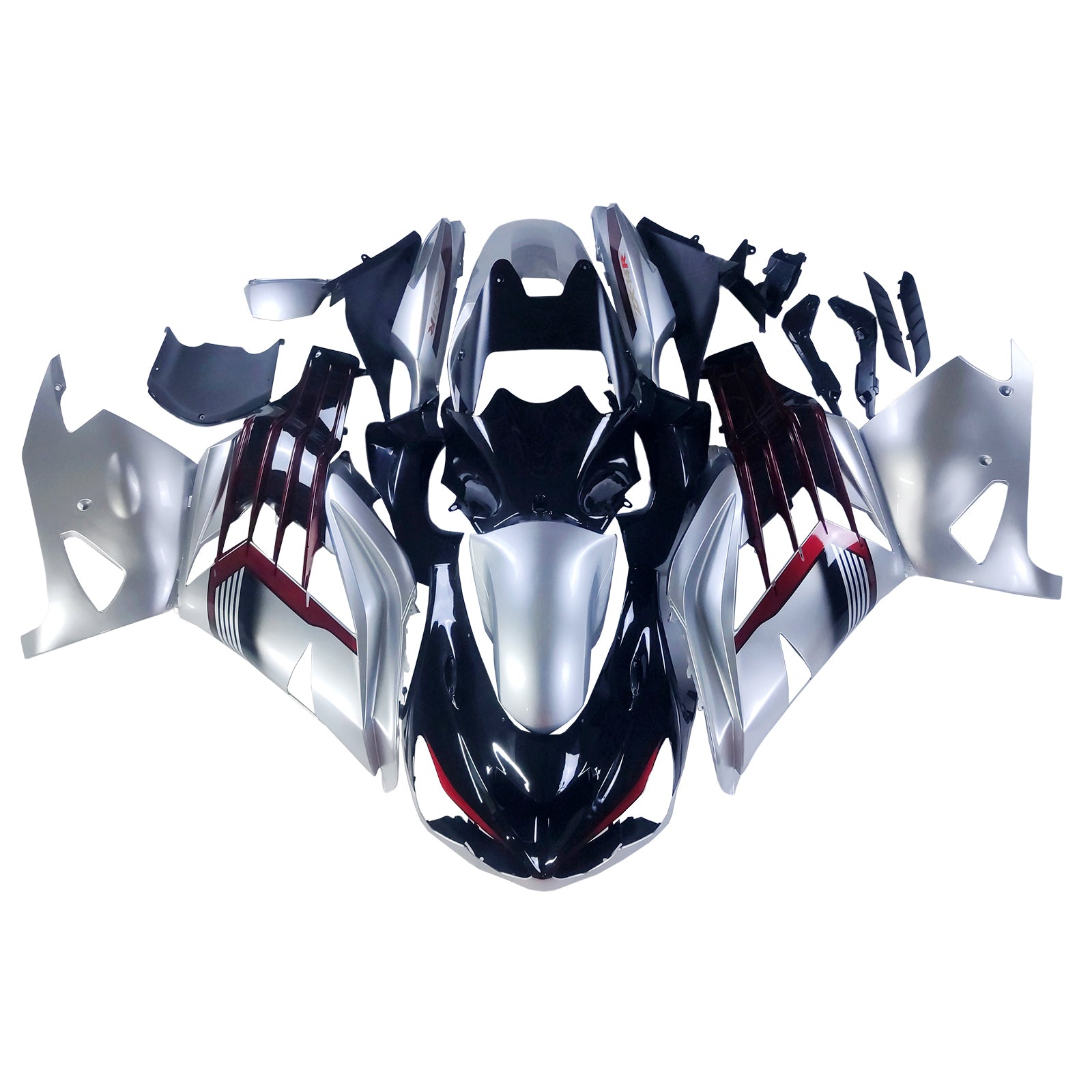 Amotopart 2012-2025 Kawasaki ZX14R ZZR1400 Black Silver Fairing Kit