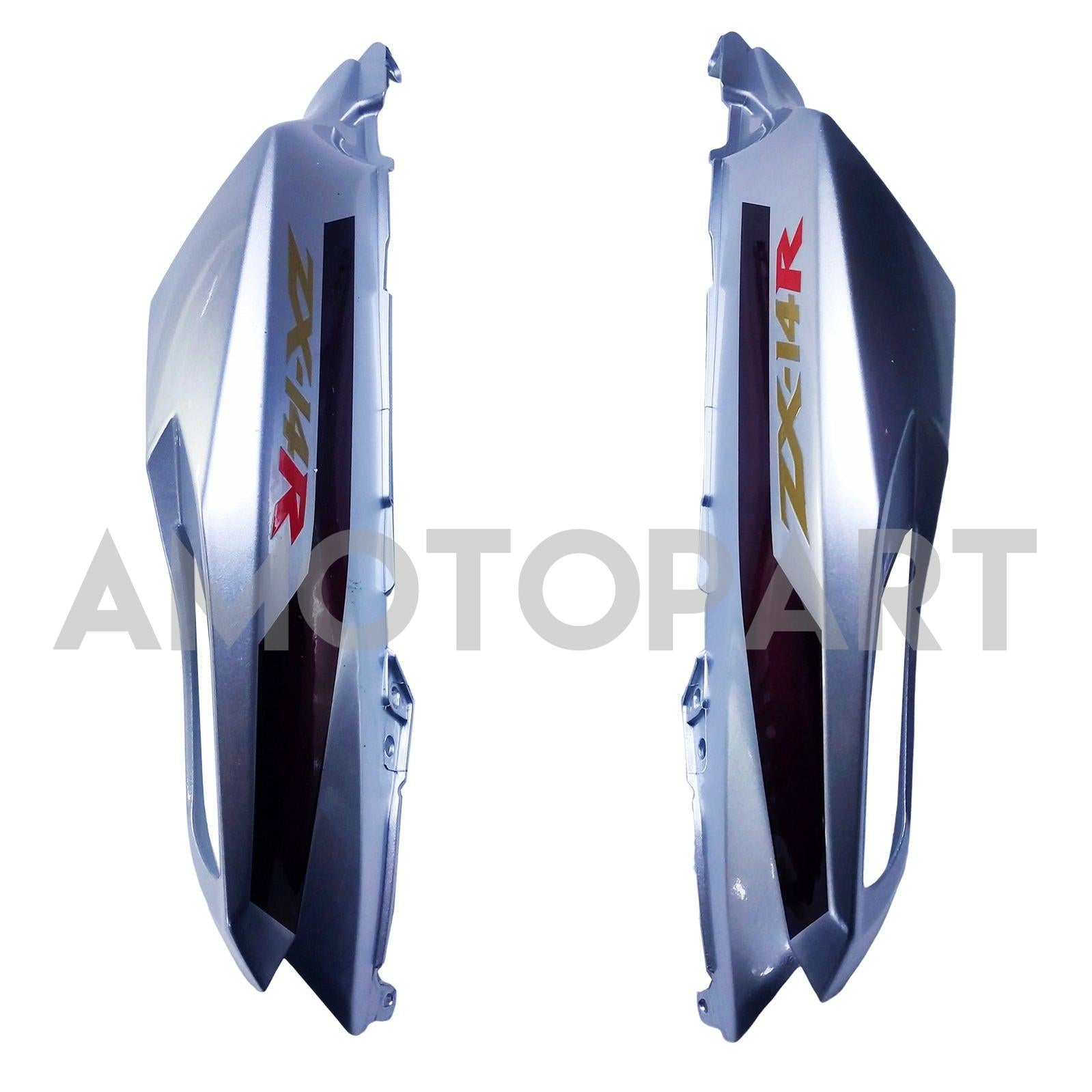 Amotopart 2012-2022 Kawasaki ZX14R ZZR1400 Black Silver Gray & Red Kuip Kit