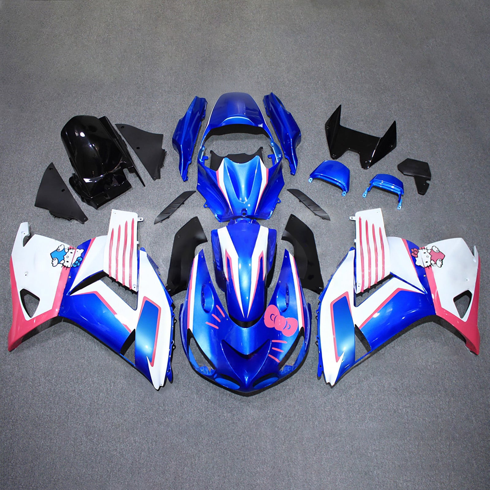 Amotopart 2012-2026 Kawasaki ZX14R ZZR1400 niebieski biały różowy zestaw owiewki