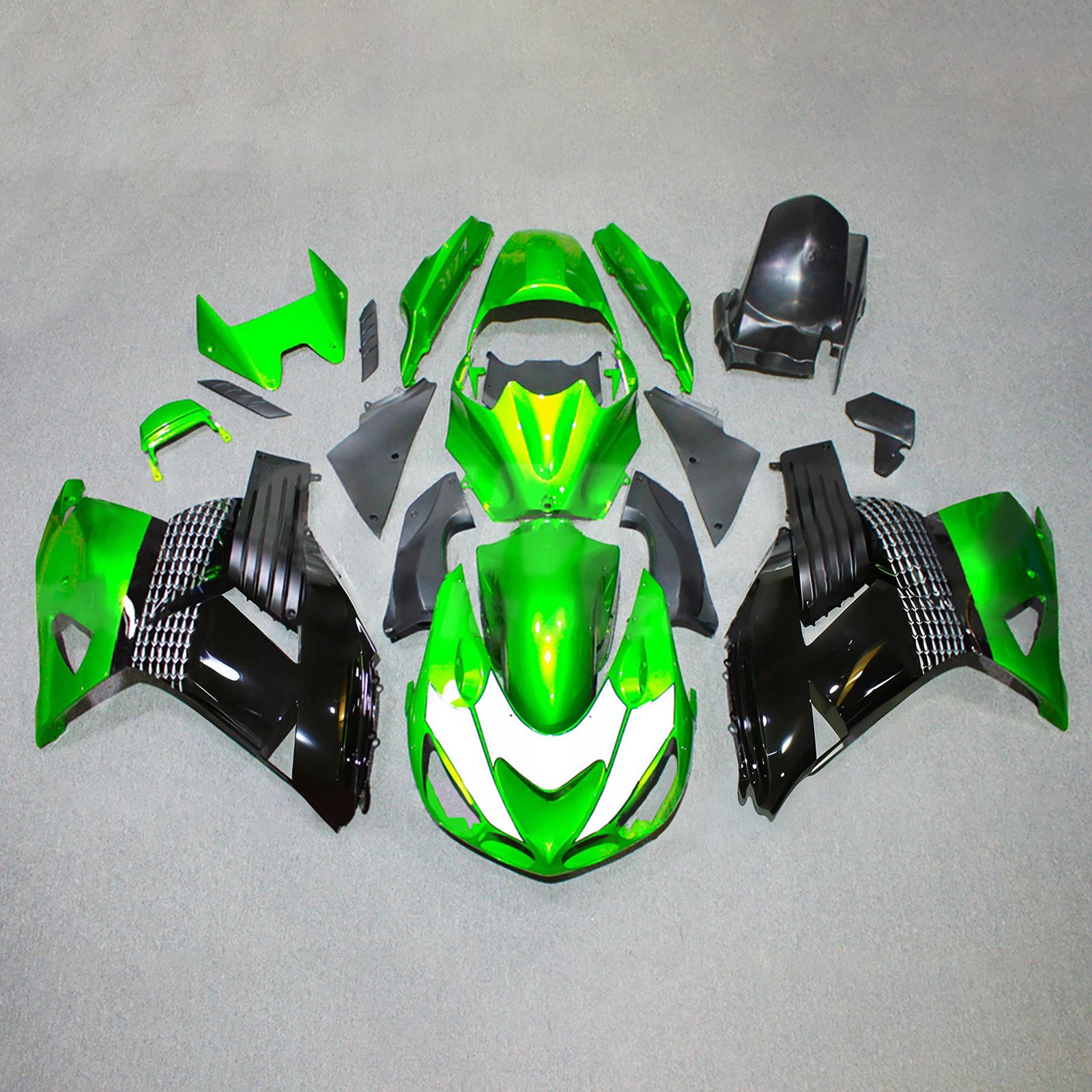 Amotopart 2012-2026 Kawasaki ZX14R ZZR1400 Green Black Fairing Kit