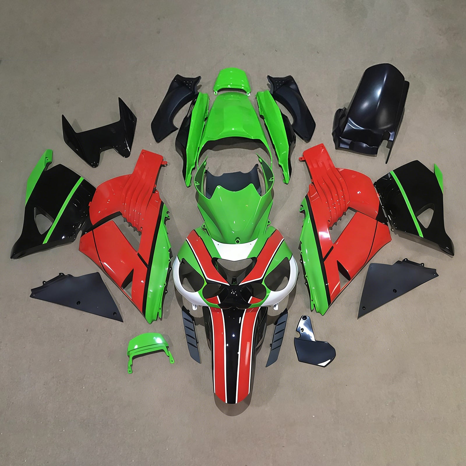 Amotopart 2012-2026 Kawasaki ZX14R ZZR1400 Grøn Rød Sort Fairing Kit