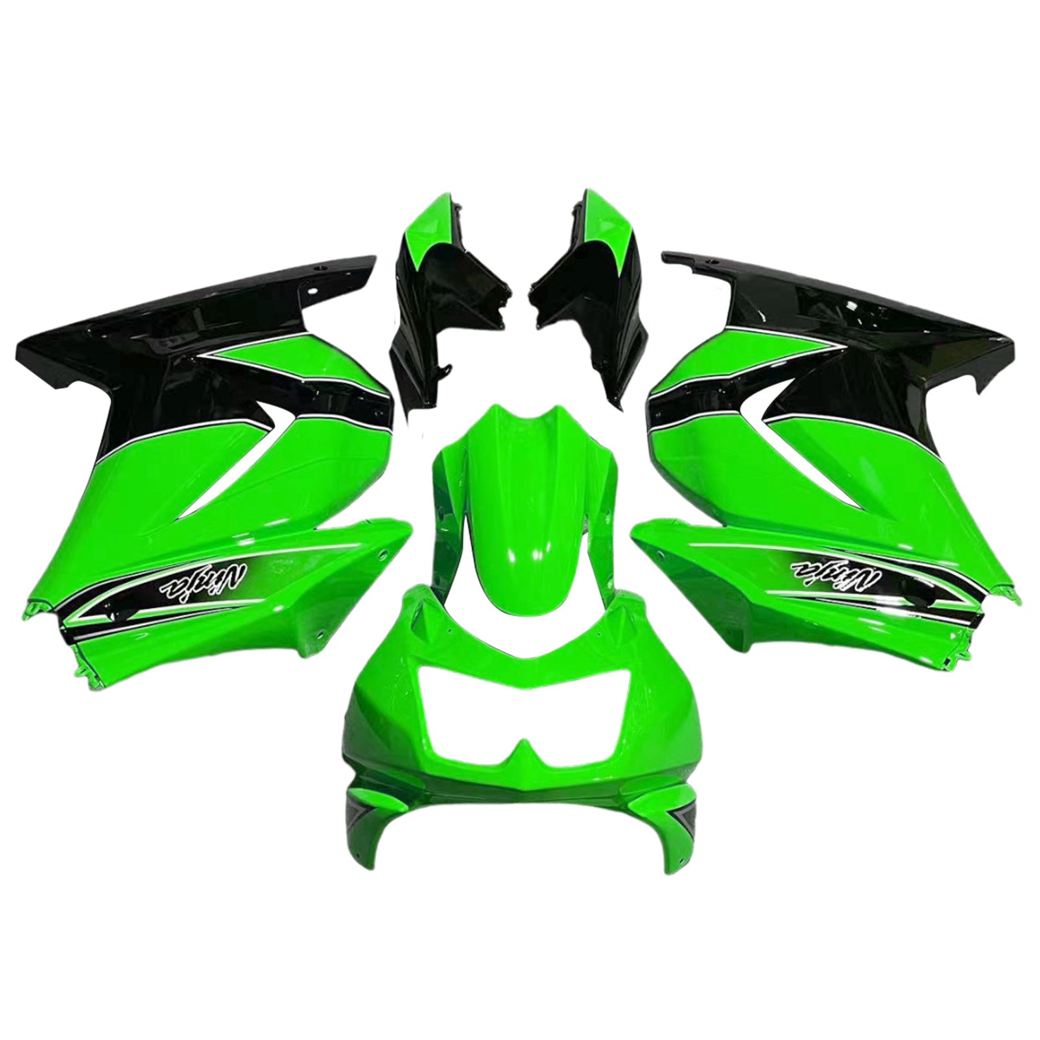 Amotopart 2008-2012 Kawasaki ZX250 Fairing Green&Black Kit