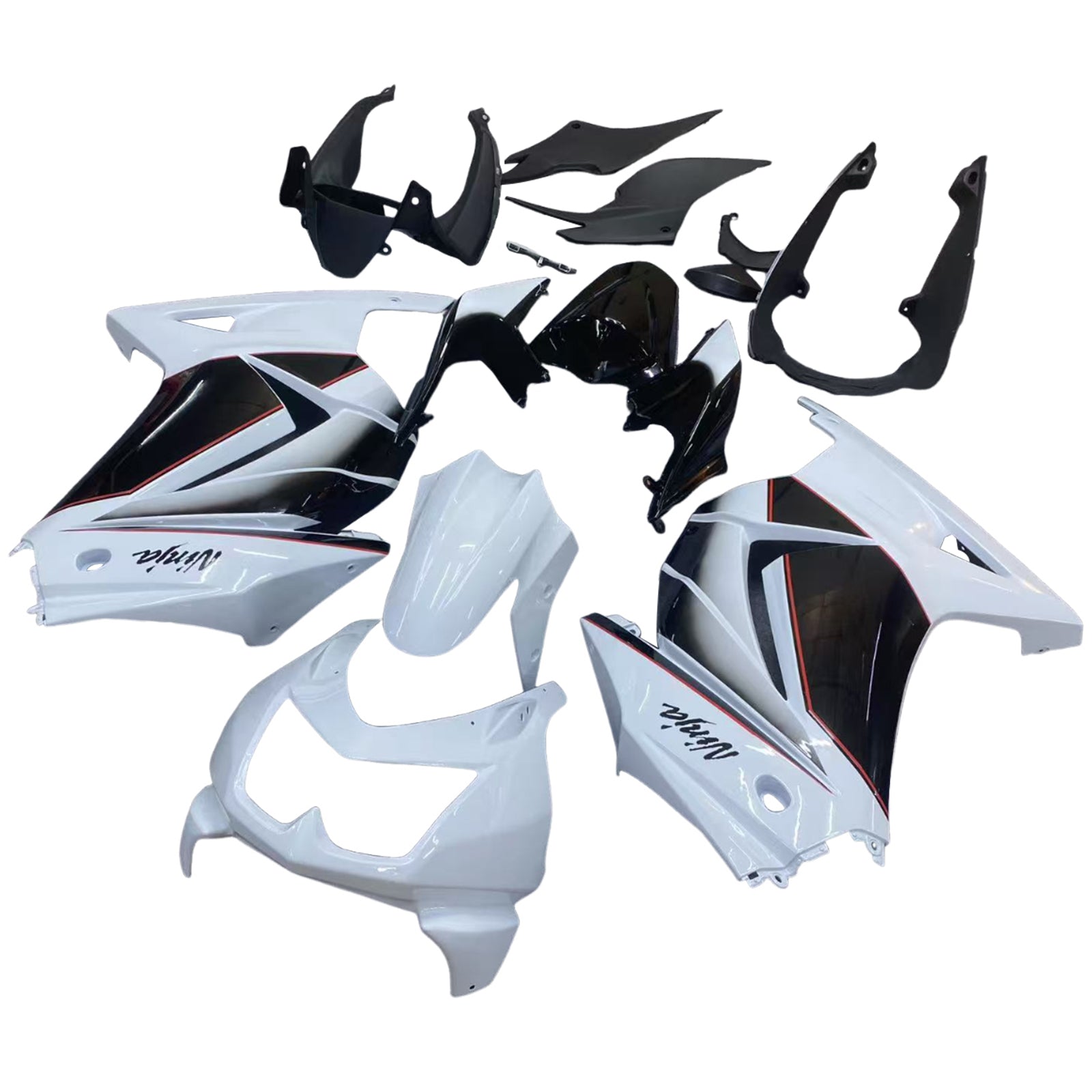 Amotopart 2008-2012 Kawasaki ZX250 Fairing White&Black Kit