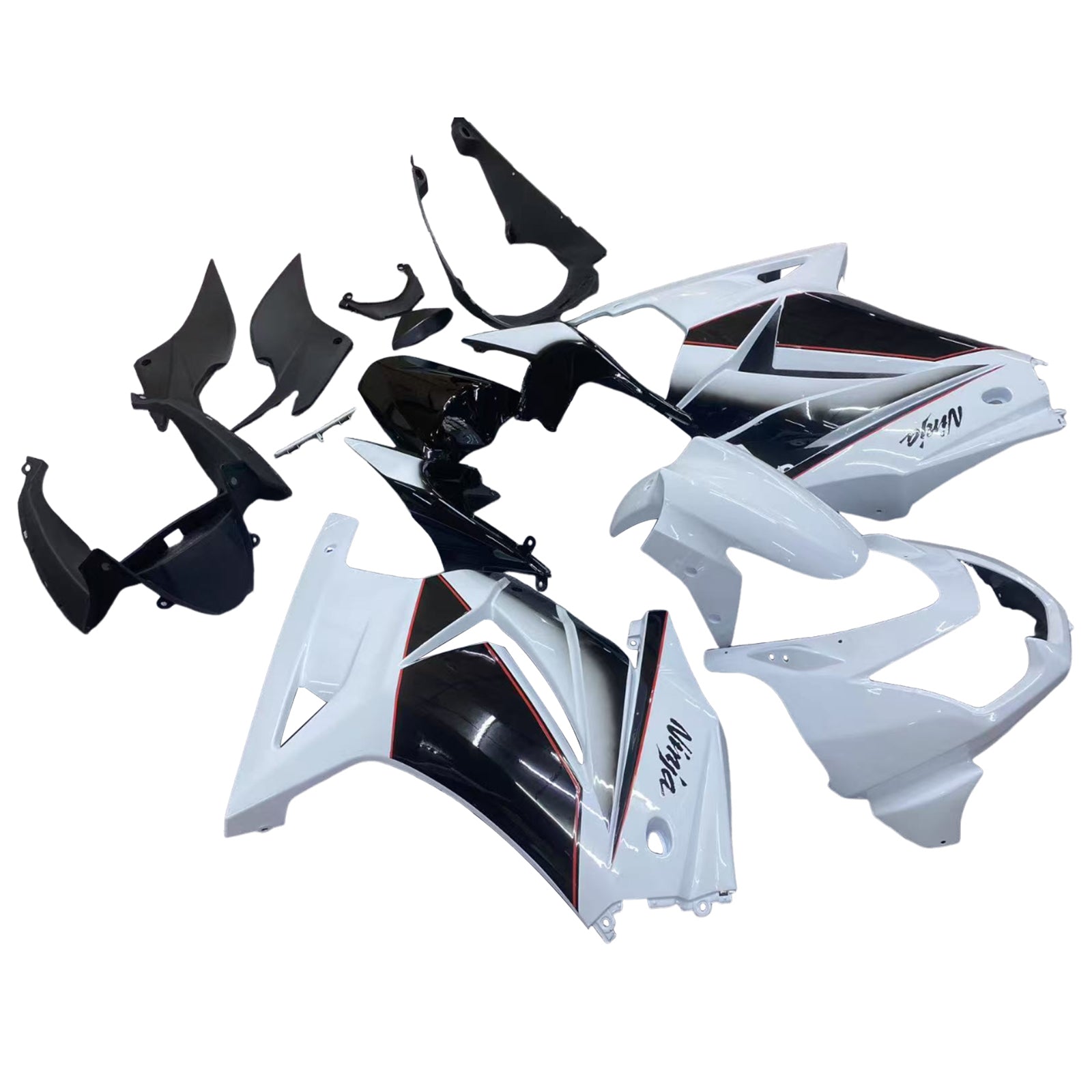 Amotopart 2008-2012 Kawasaki ZX250 Fairing White&Black Kit