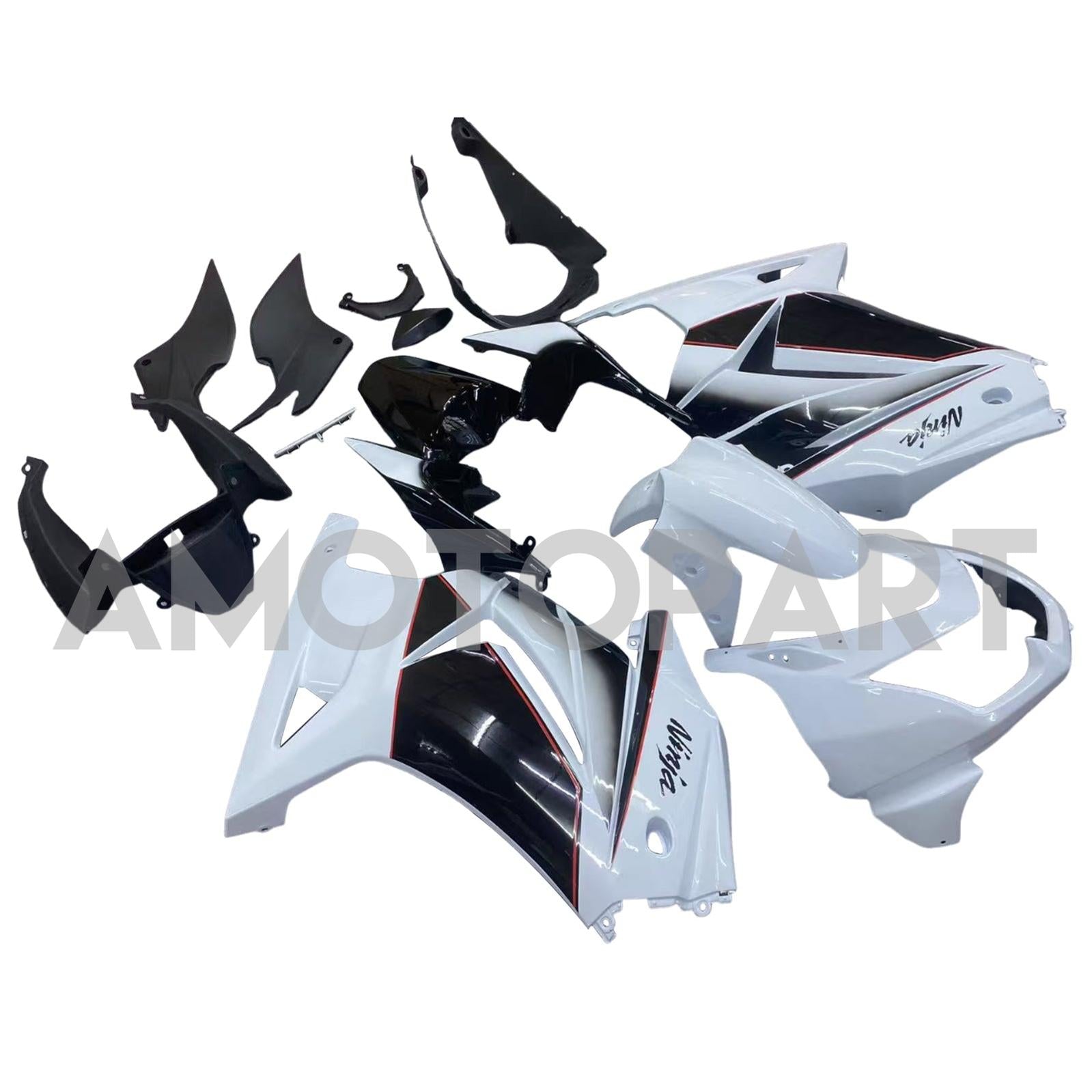 Amotopart 2008-2012 Kawasaki ZX250 Fairing White&Black Kit