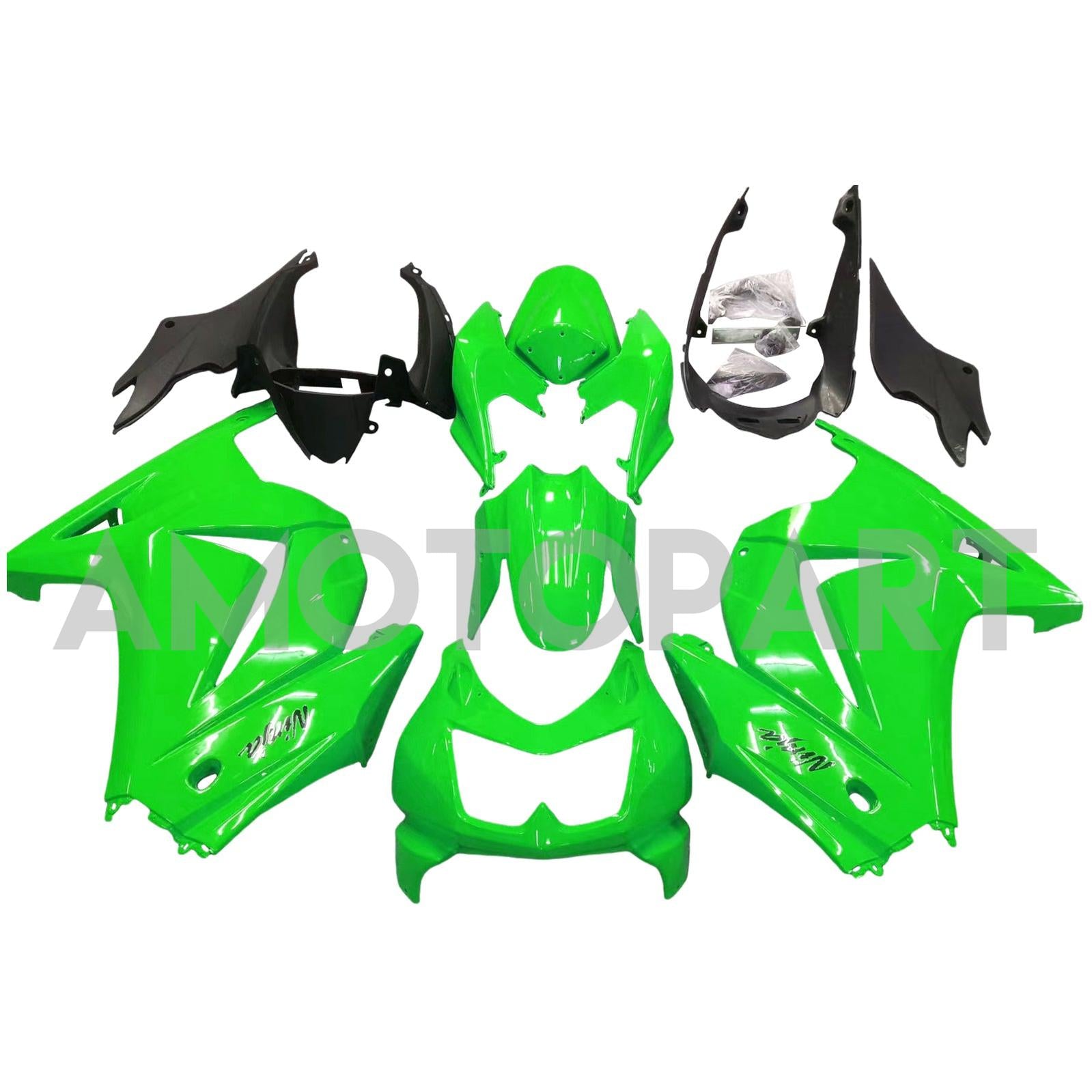 Amotopart 2008-2012 Kawasaki ZX250 Fairing Green Kit