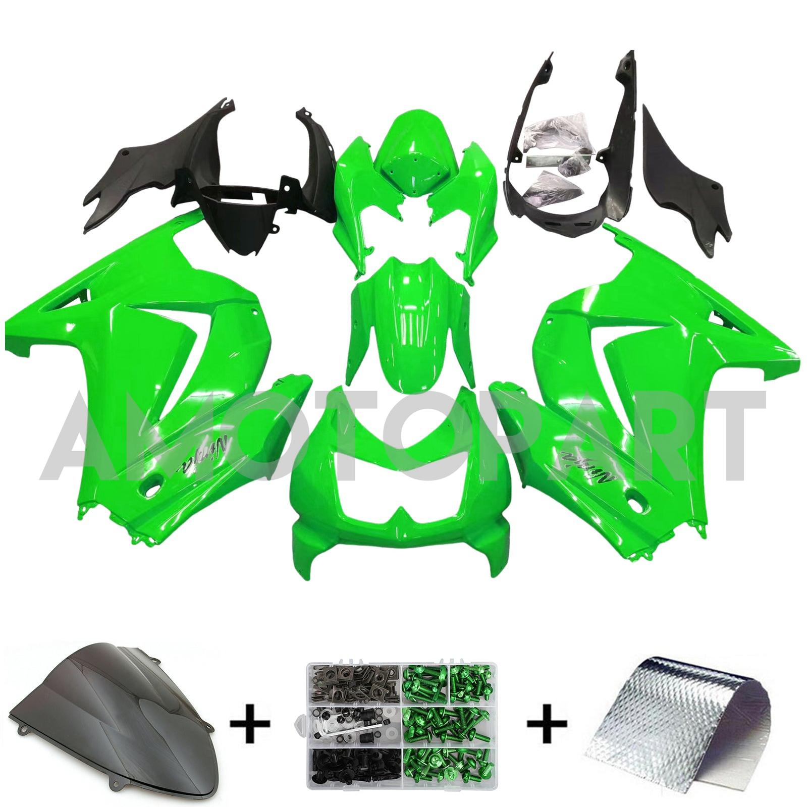 Amotopart 2008-2012 Kawasaki ZX250 Fairing Green Kit
