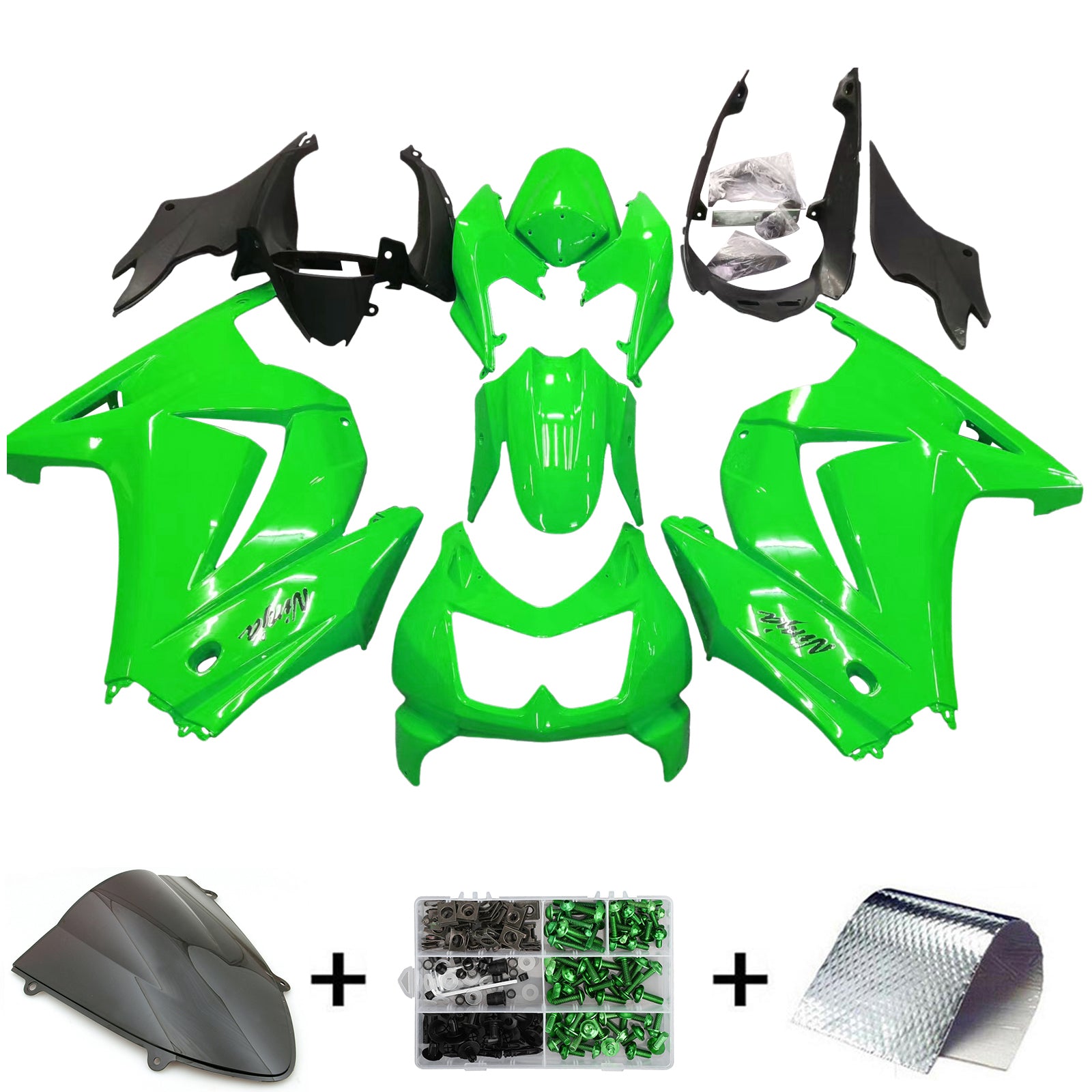 Amotopart 2008-2012 Kawasaki ZX250 Kit de carenado verde