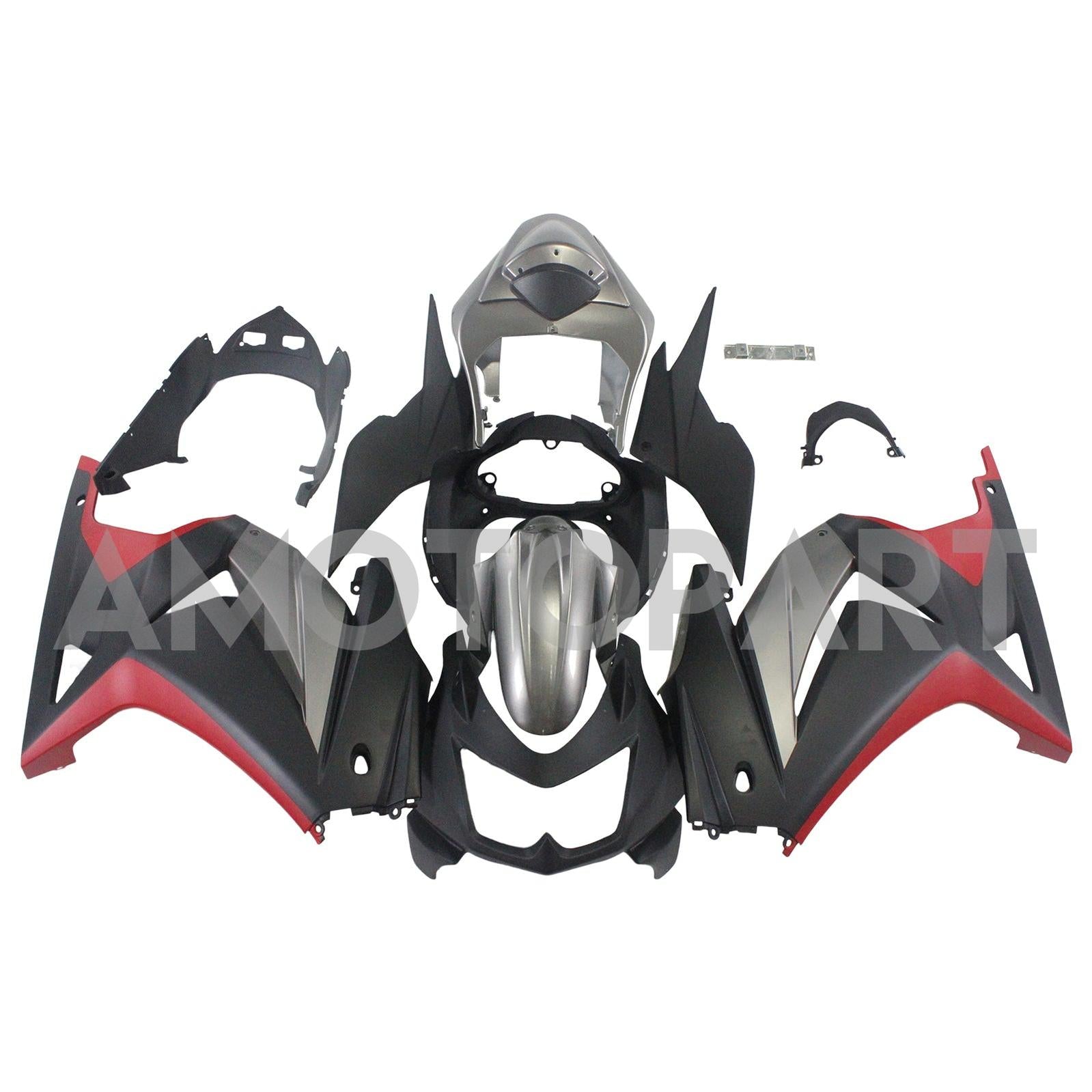 Amotopart 2008-2012 Kawasaki ZX250 Fairing Matte Black&Red Kit
