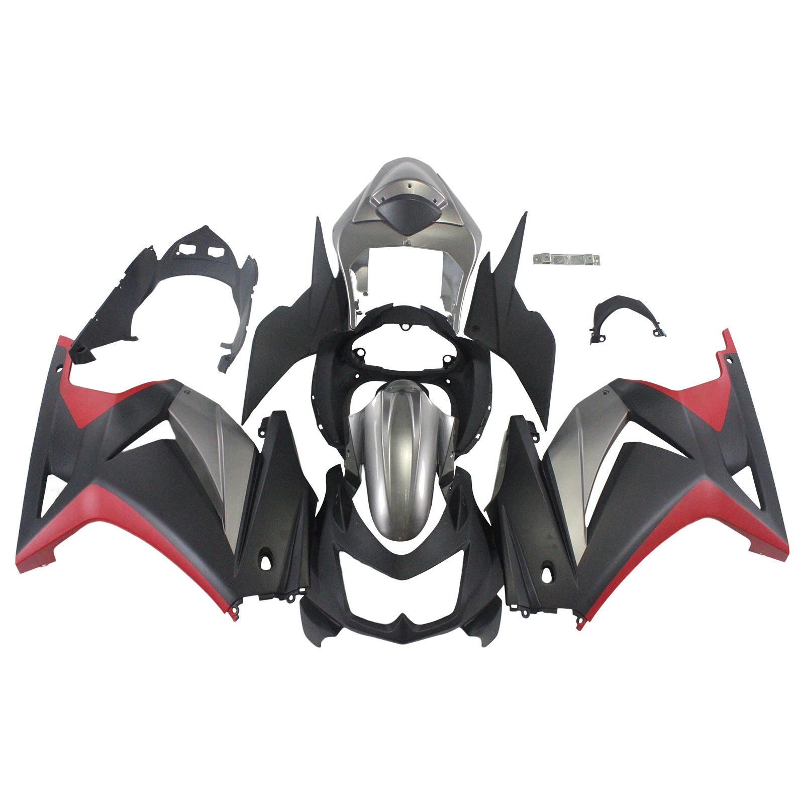 Amotopart 2008-2012 Kawasaki ZX250 Fairing Matte Black&Red Kit