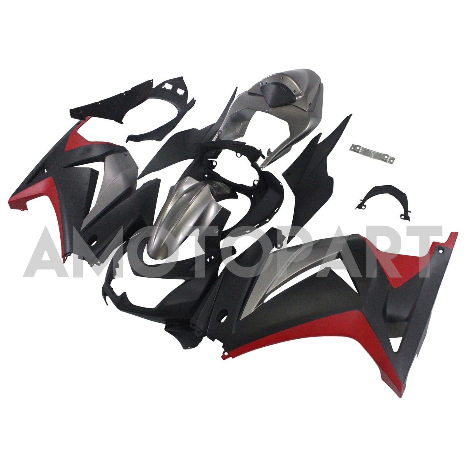 Amotopart 2008-2012 Kawasaki ZX250 Fairing Mat Black & Red Kit