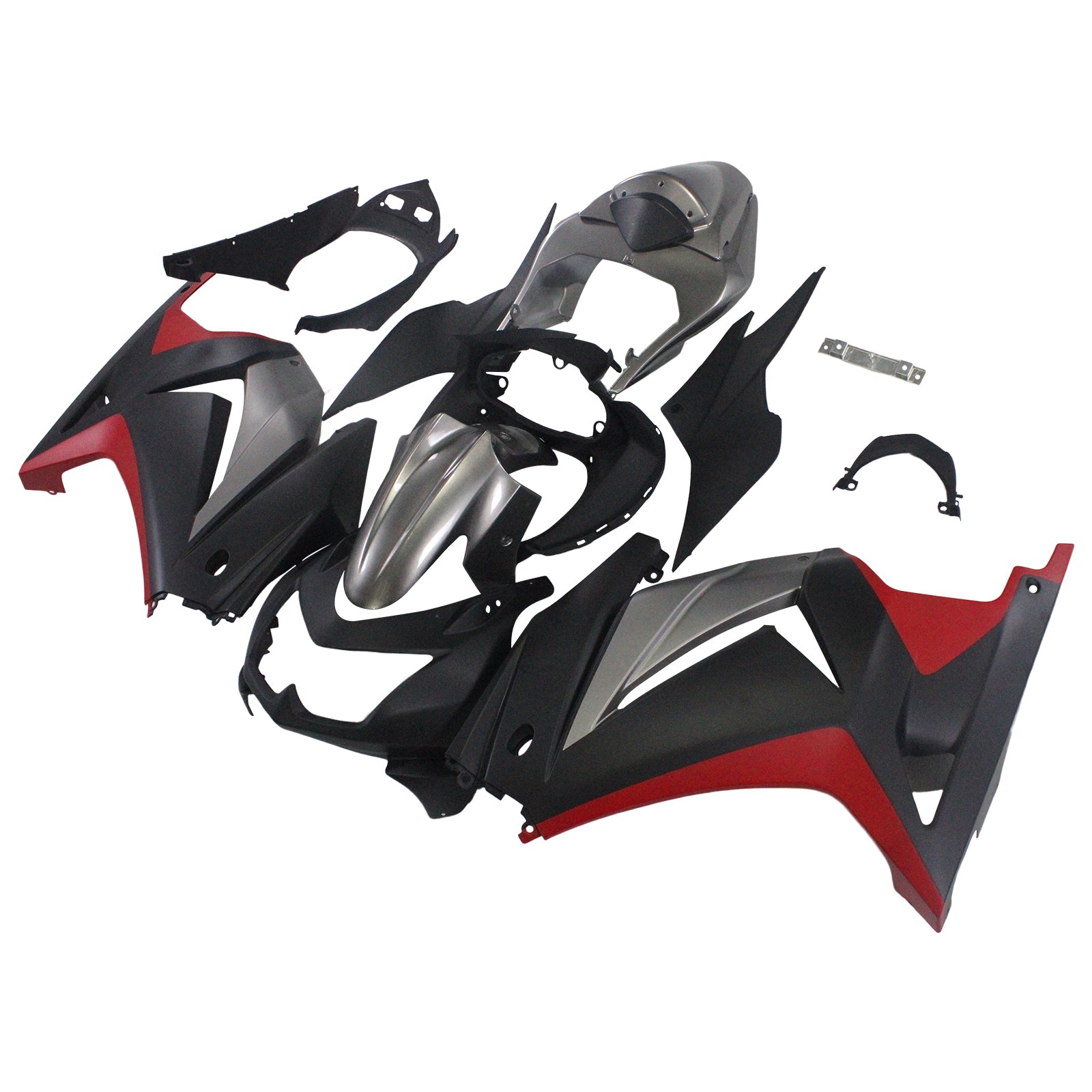 Amotopart 2008-2012 Kawasaki ZX250 Fairing Matte Black&Red Kit