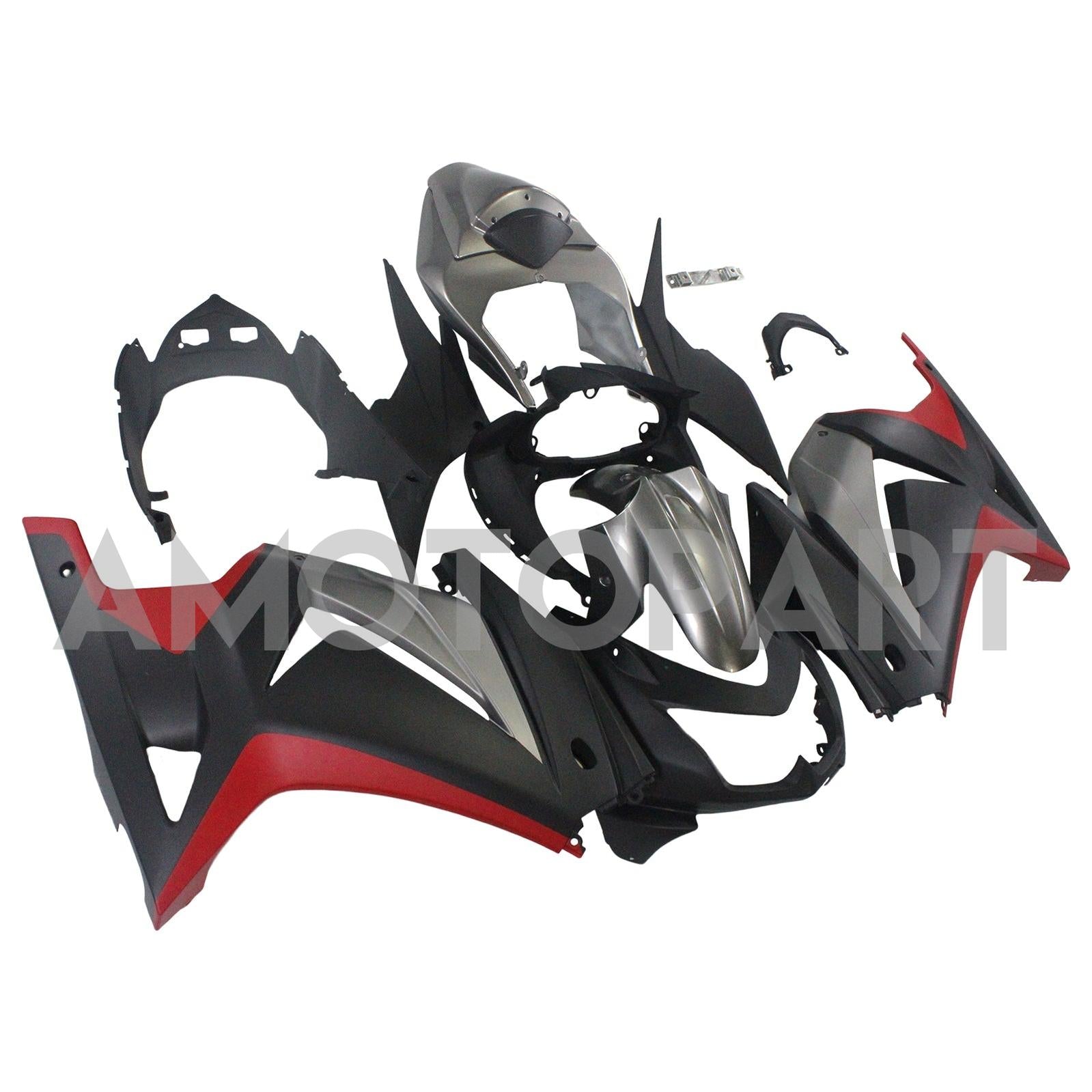 Amotopart 2008-2012 Kawasaki ZX250 Fairing Mat Black & Red Kit