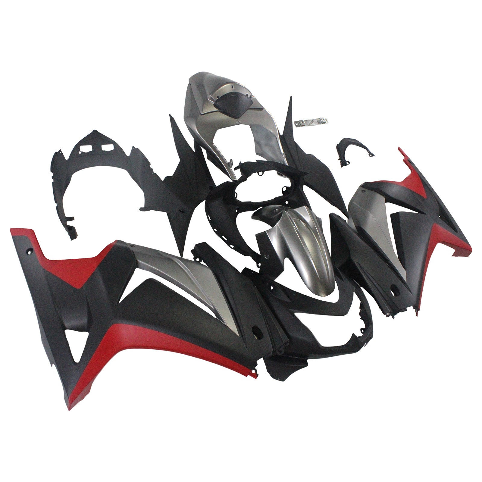 Amotopart 2008-2012 Kawasaki ZX250 Fairing Matte Black&Red Kit