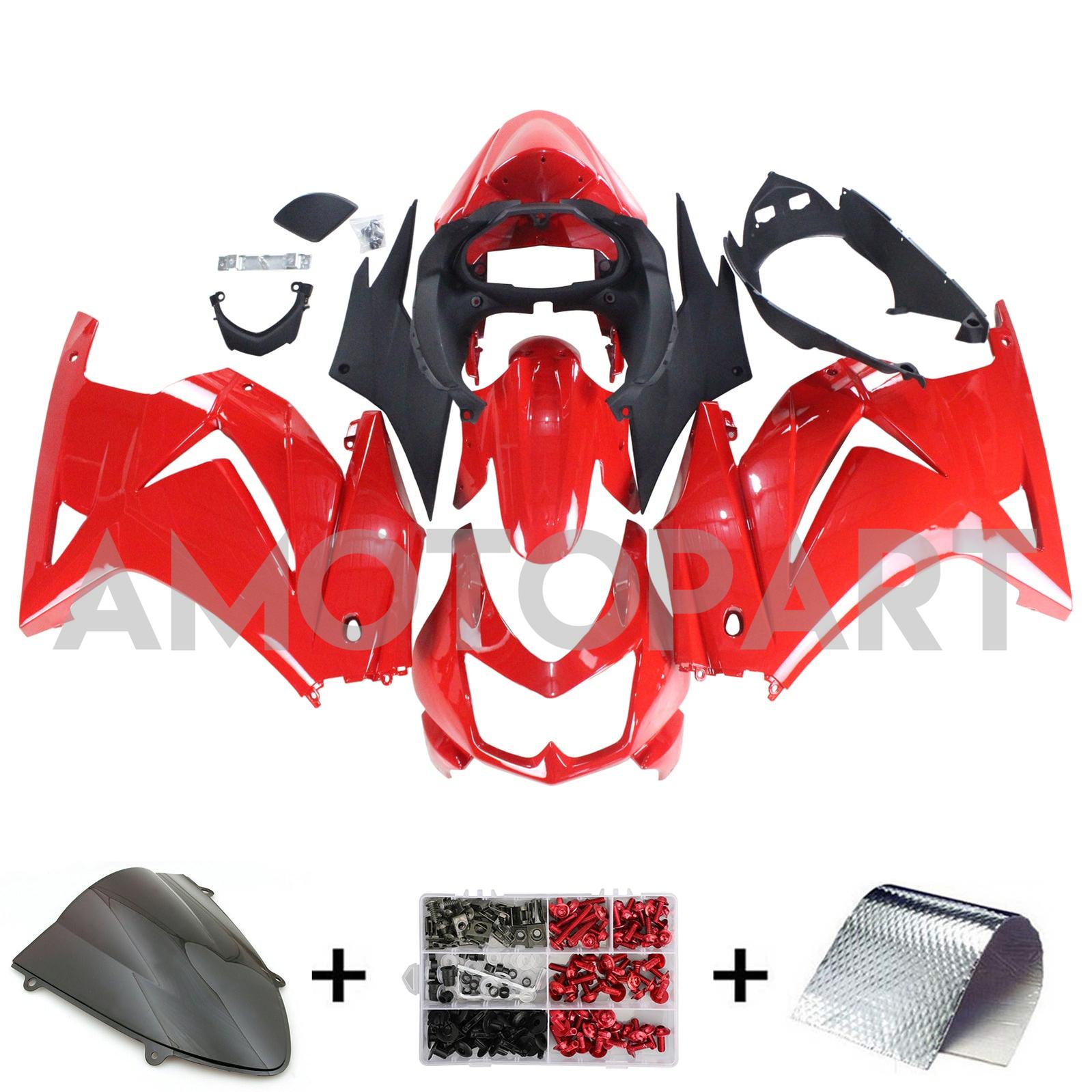 Amotopart 2008-2012 Kawasaki ZX250 Fairing Red&Black Kit