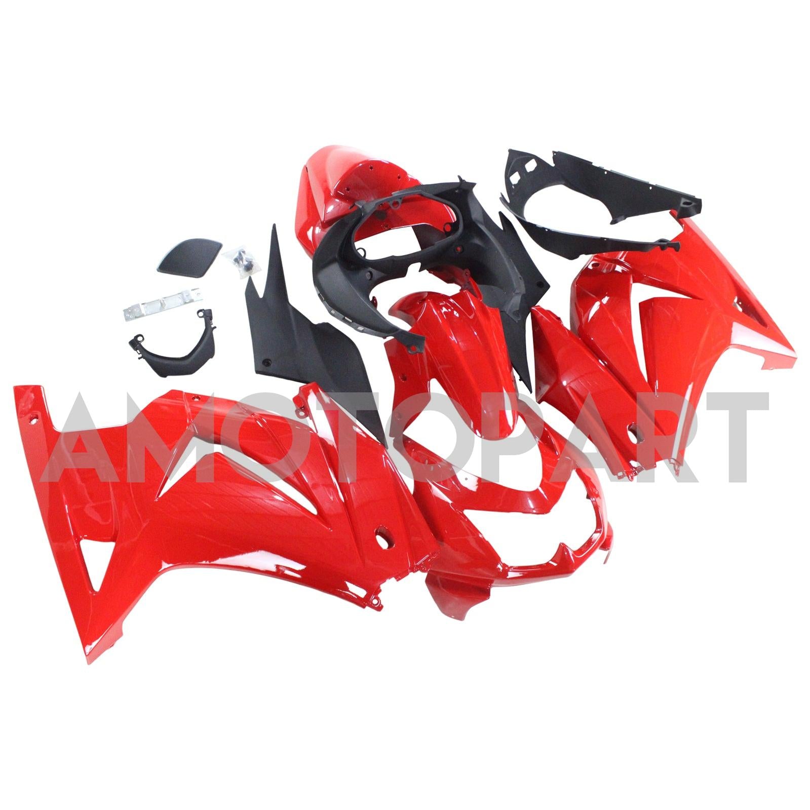 Amotopart 2008-2012 Kawasaki ZX250 Fairing Red & Black Kit