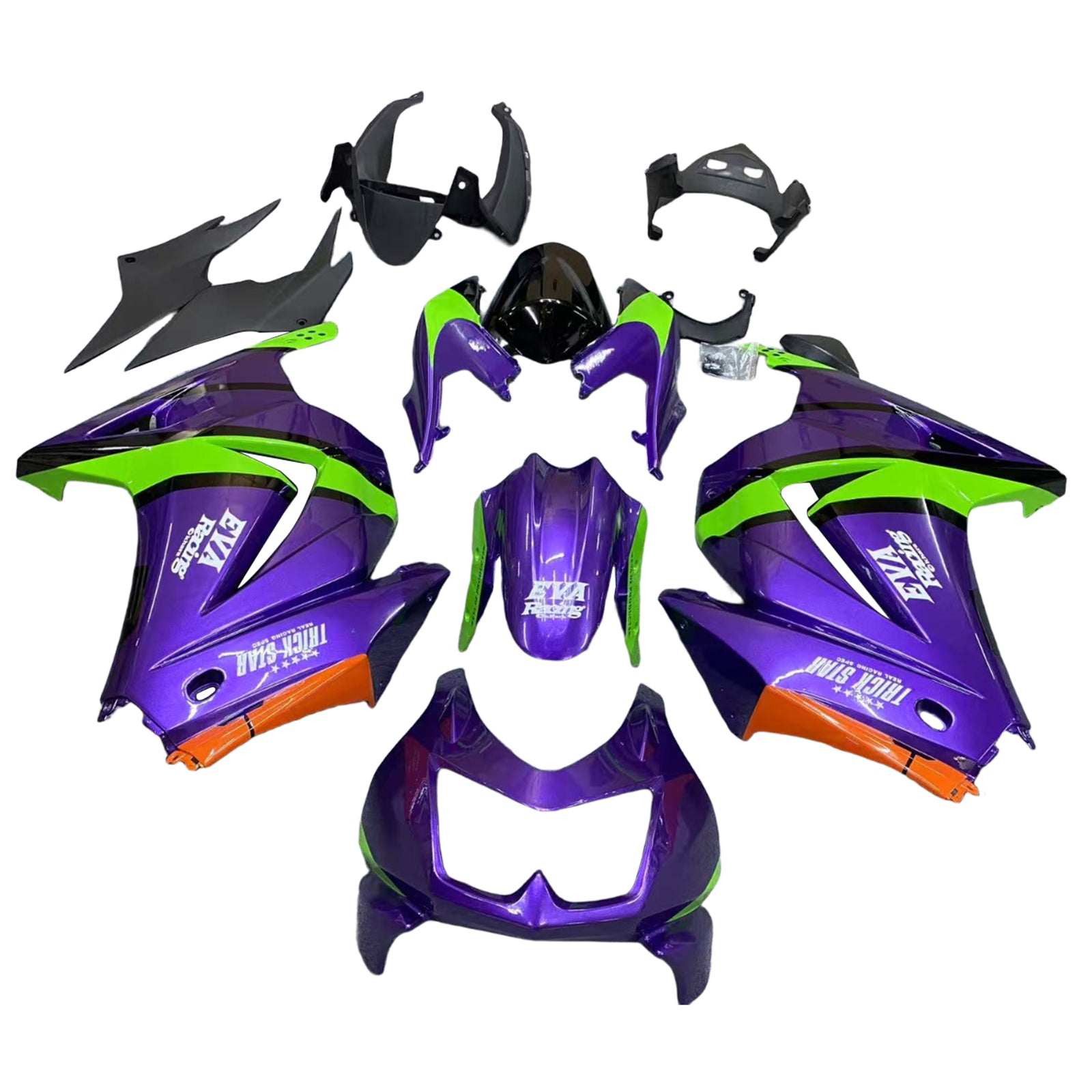 Amotopart Kawasaki EX250 Ninja250R 2008-2012 Violet&Kit de carénage vert