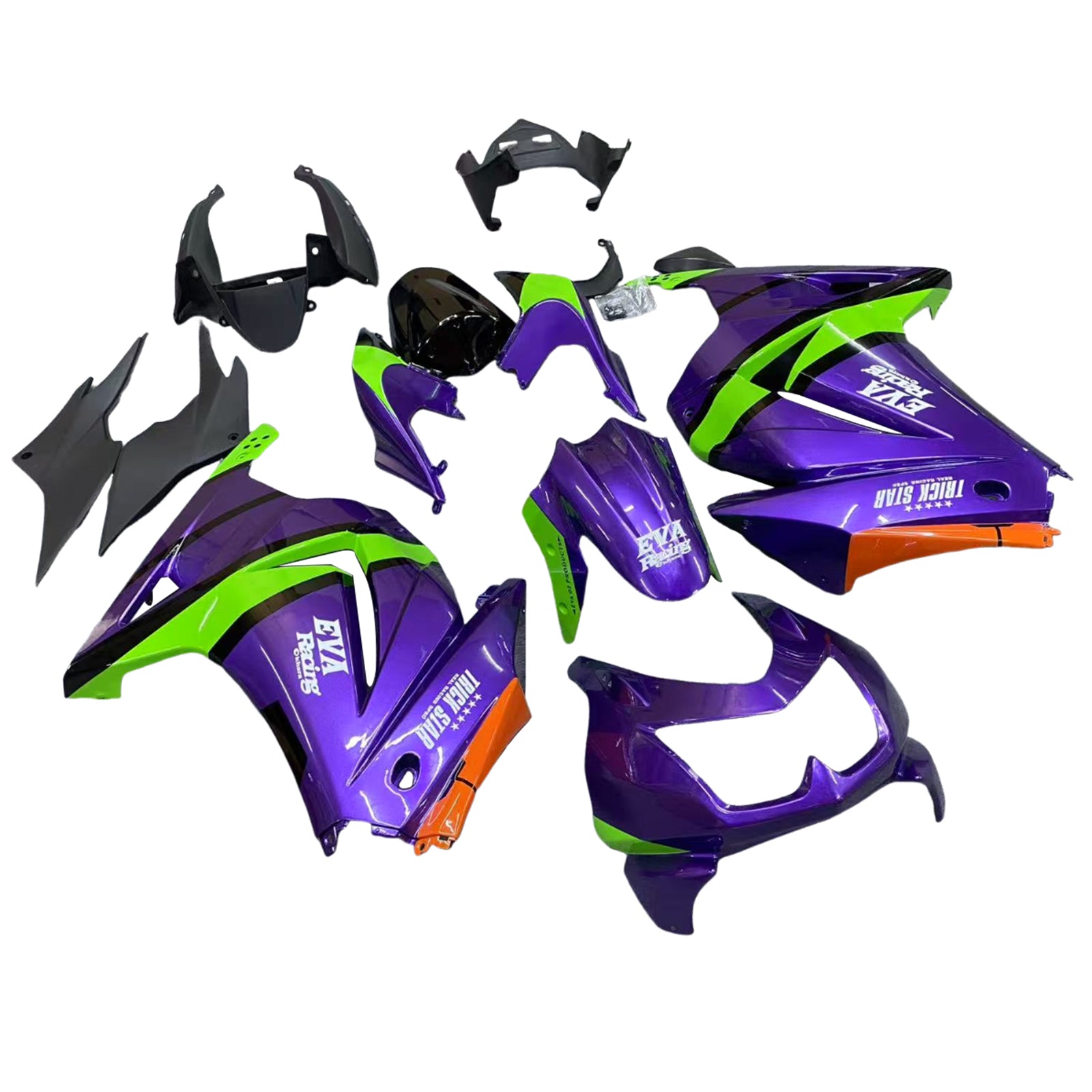 Amotopart Kawasaki EX250 Ninja250R 2008-2012 Violet&Kit de carénage vert