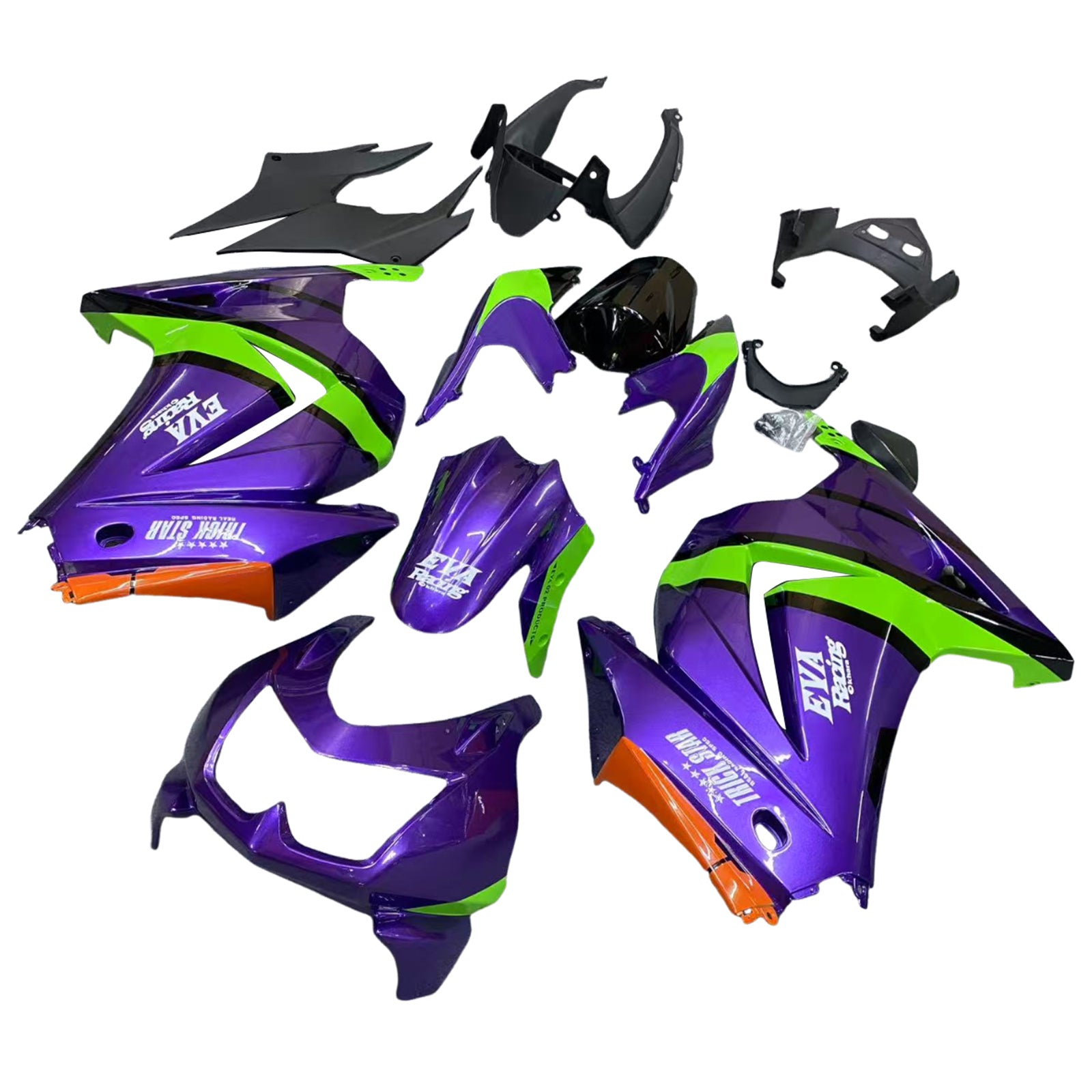 Amotopart Kawasaki EX250 Ninja250R 2008-2012 Violet&Kit de carénage vert