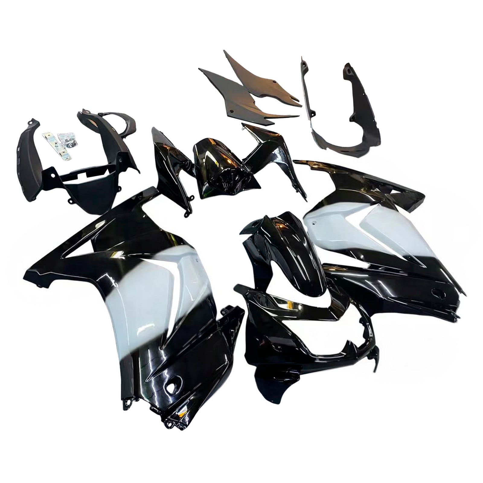 Amotopart Kawasaki EX250 Ninja250R 2008-2012 White&Black Style2 Fairing Kit