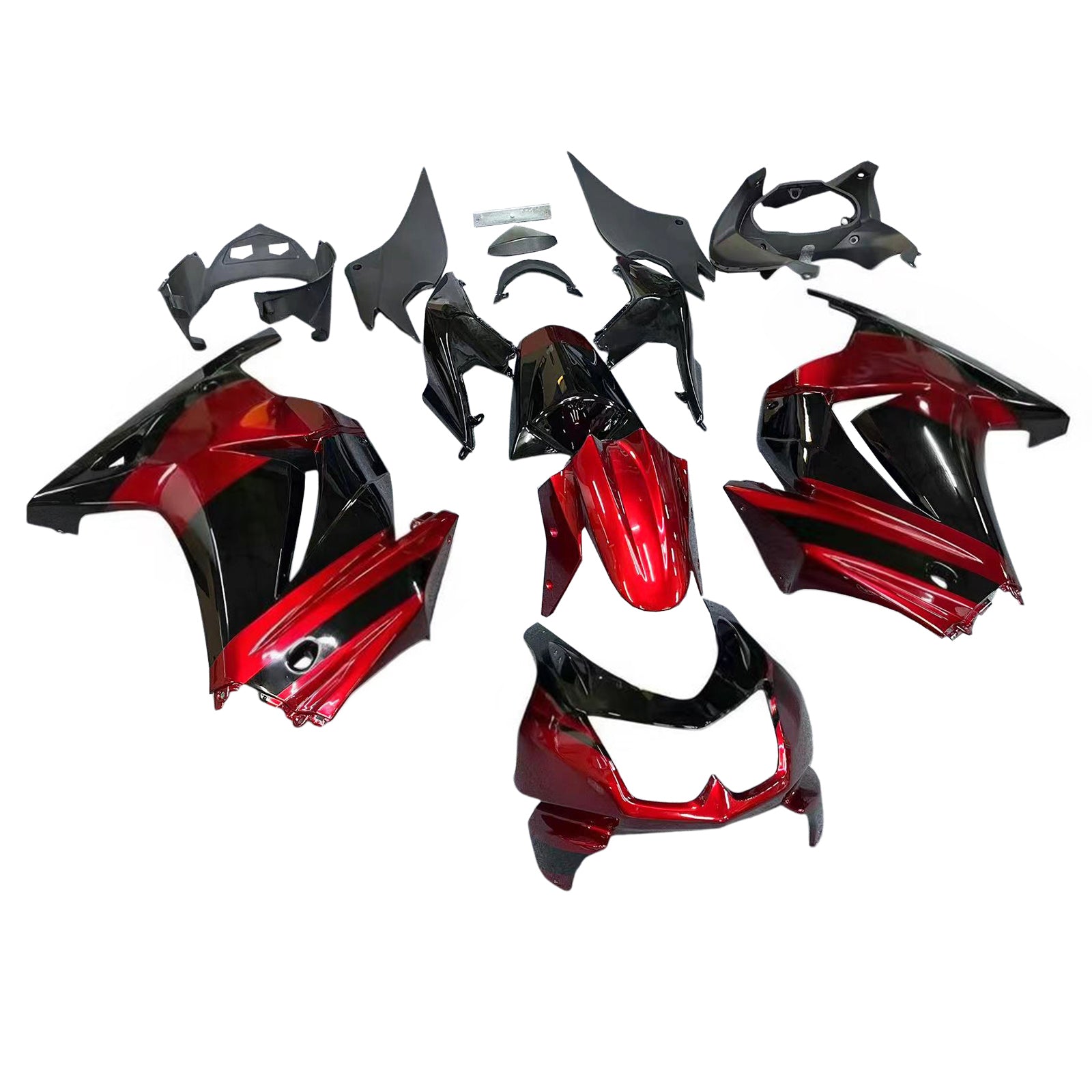 Amotopart Kawasaki EX250 Ninja250R 2008-2012 Schwarz&Rotes Verkleidungsset