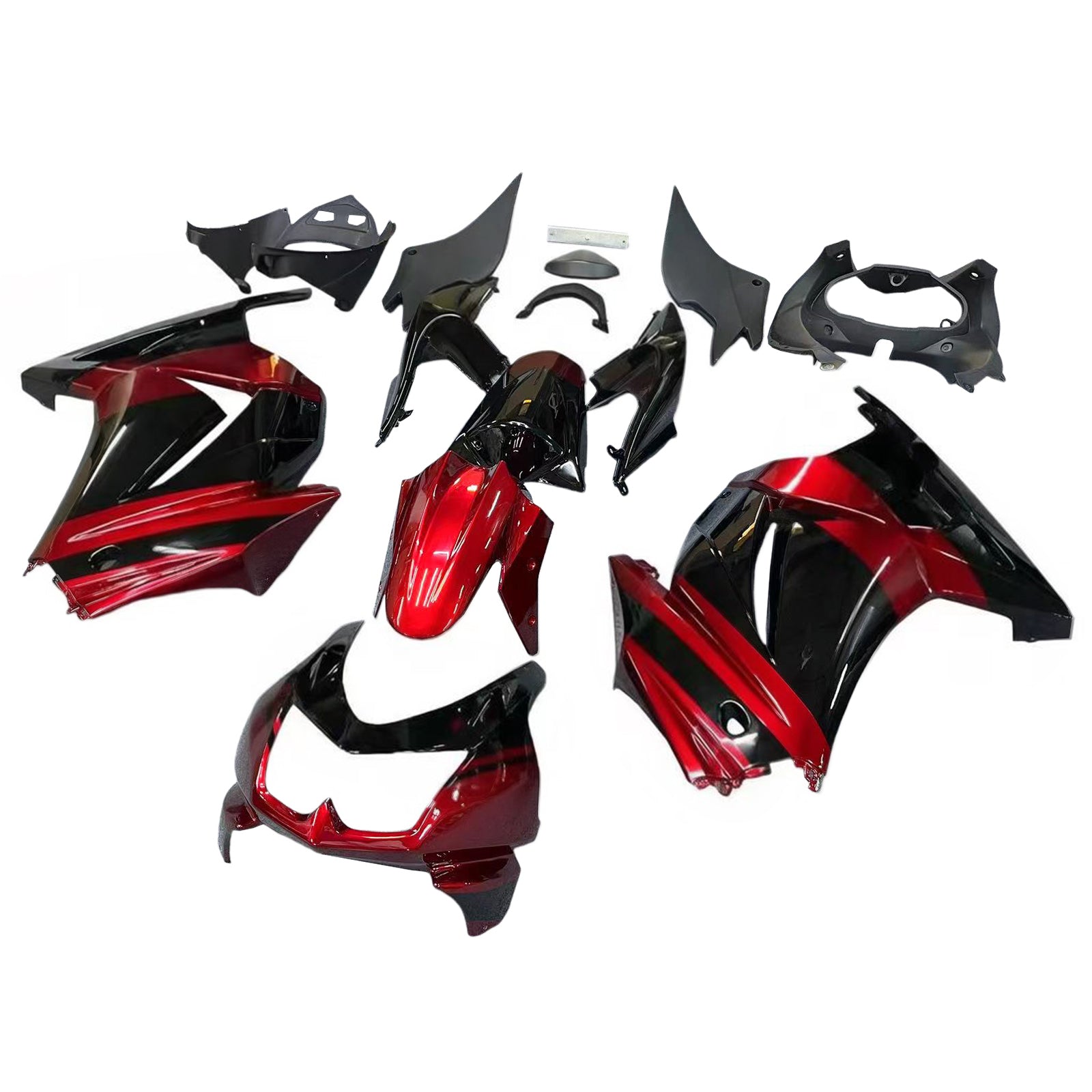 Amotopart Kawasaki EX250 Ninja250R 2008-2012 Schwarz&Rotes Verkleidungsset