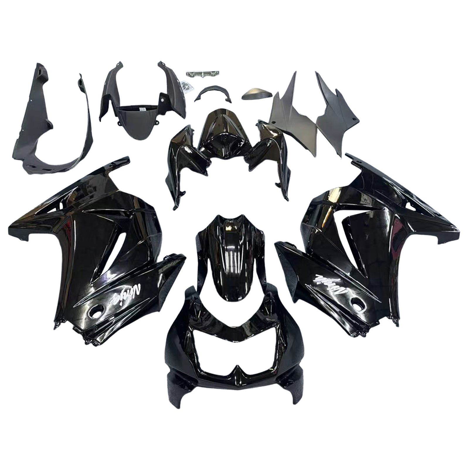 Amotopart Kawasaki EX250 Ninja250R 2008-2012 Black Style1 Fairing Kit