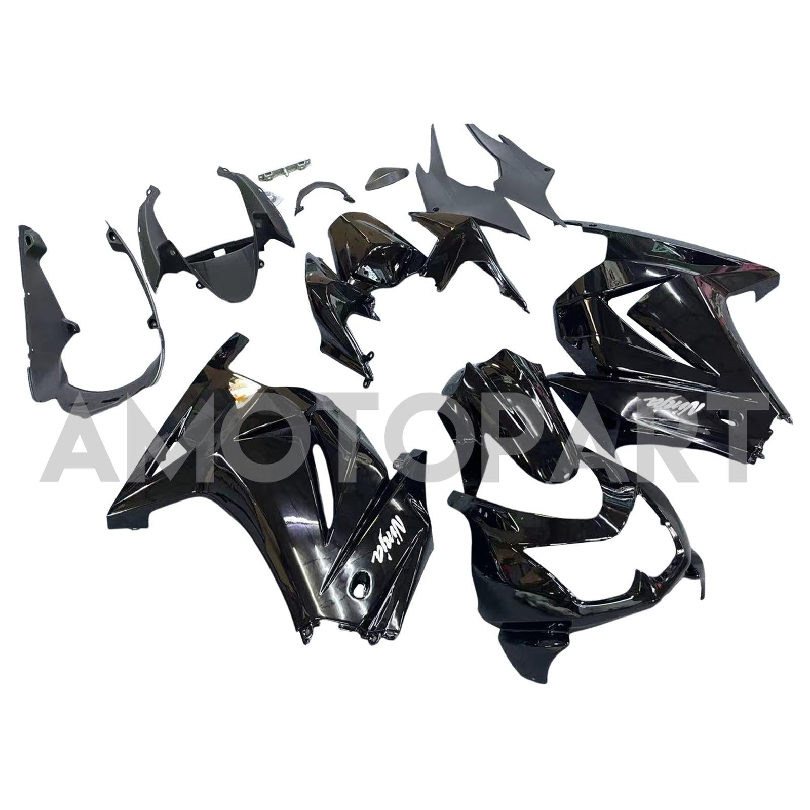 Amotopart Kawasaki EX250 Ninja250R 2008-2012 Black Style1 Fairing Kit
