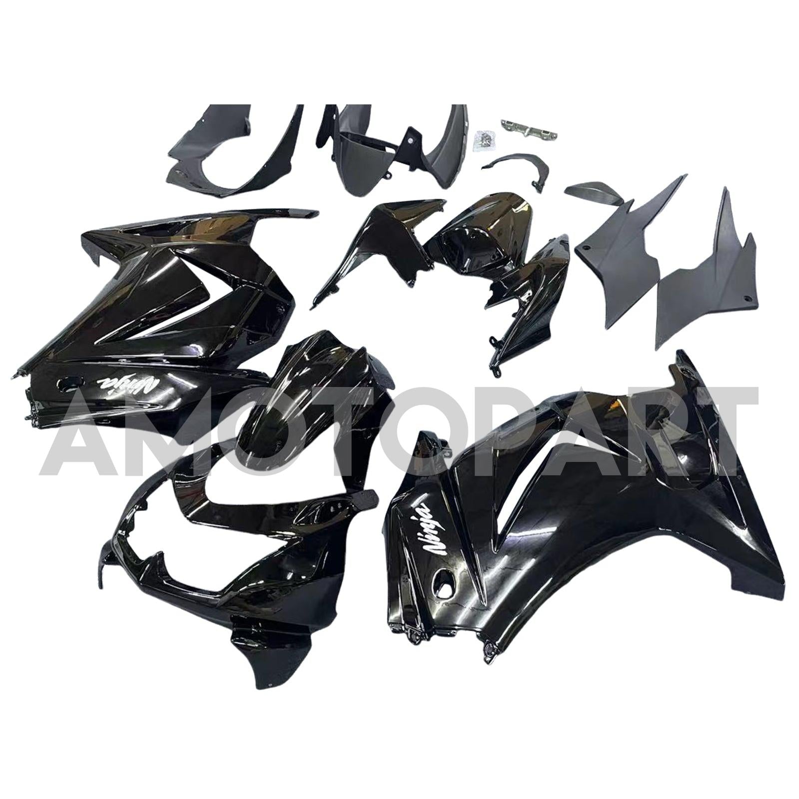 Amotopart Kawasaki EX250 Ninja250R 2008-2012 Black Style1 Fairing Kit