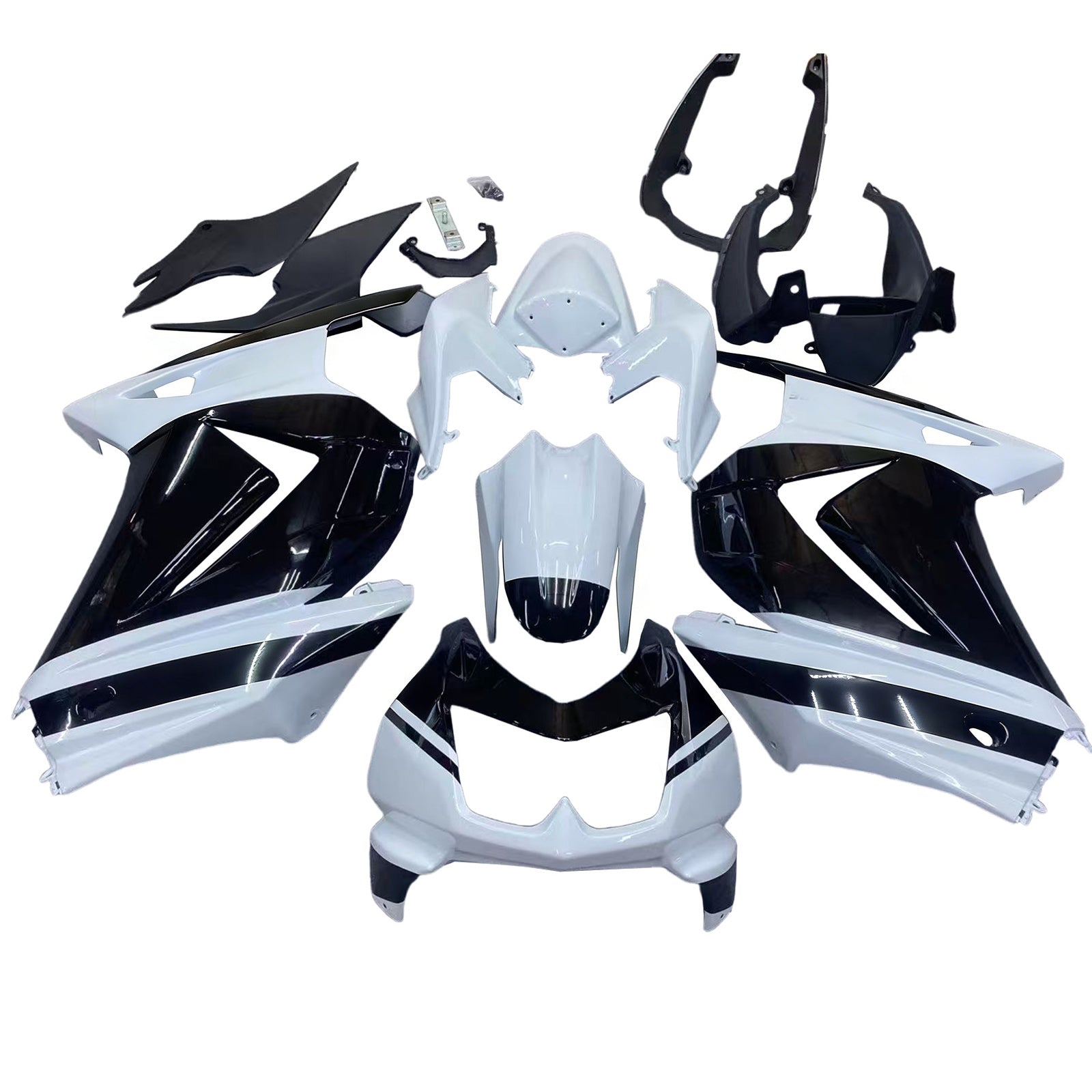 Amotopart Kawasaki EX250 Ninja250R 2008-2012 White&Black Style1 Fairing Kit
