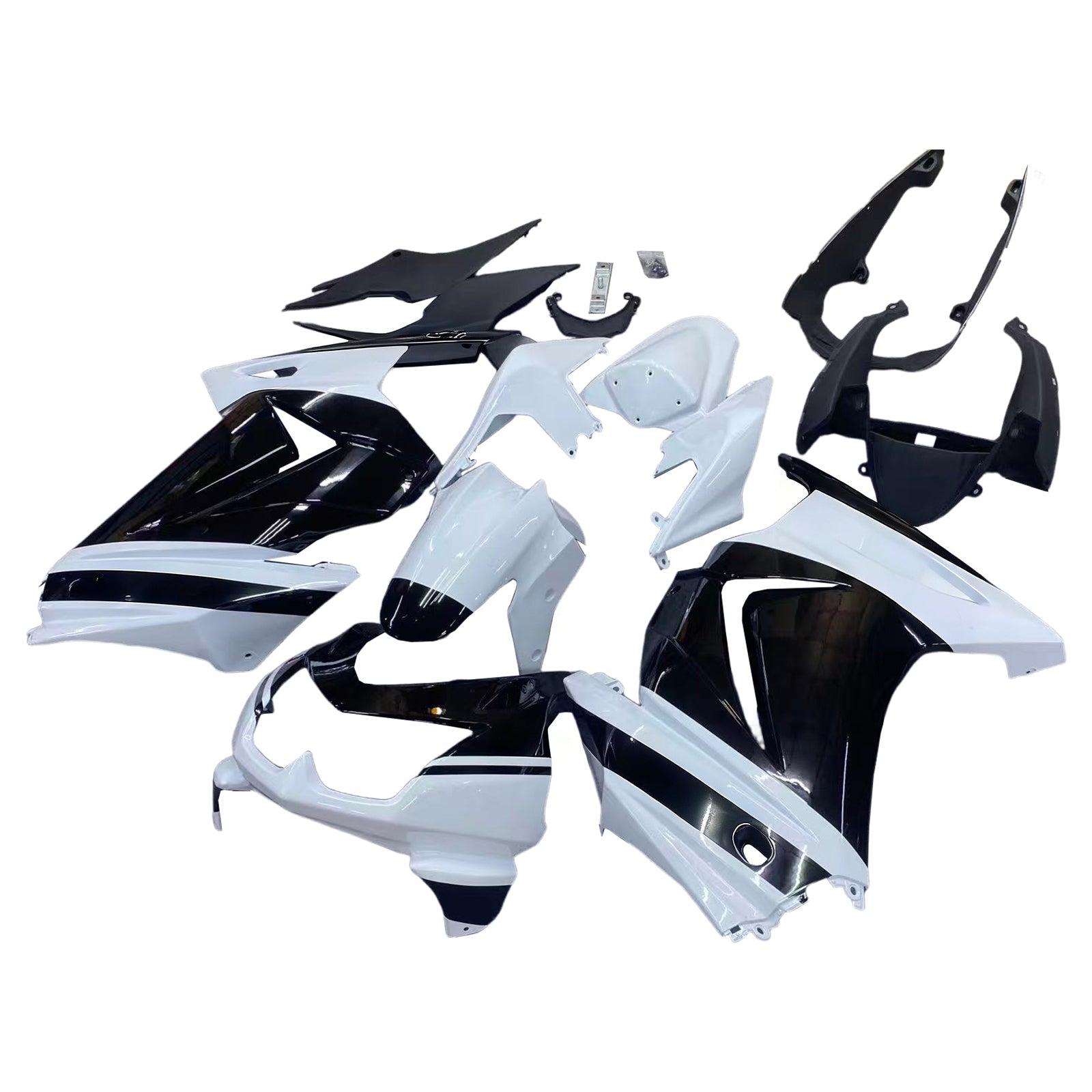 Amotopart Kawasaki EX250 Ninja250R 2008-2012 White&Black Style1 Fairing Kit