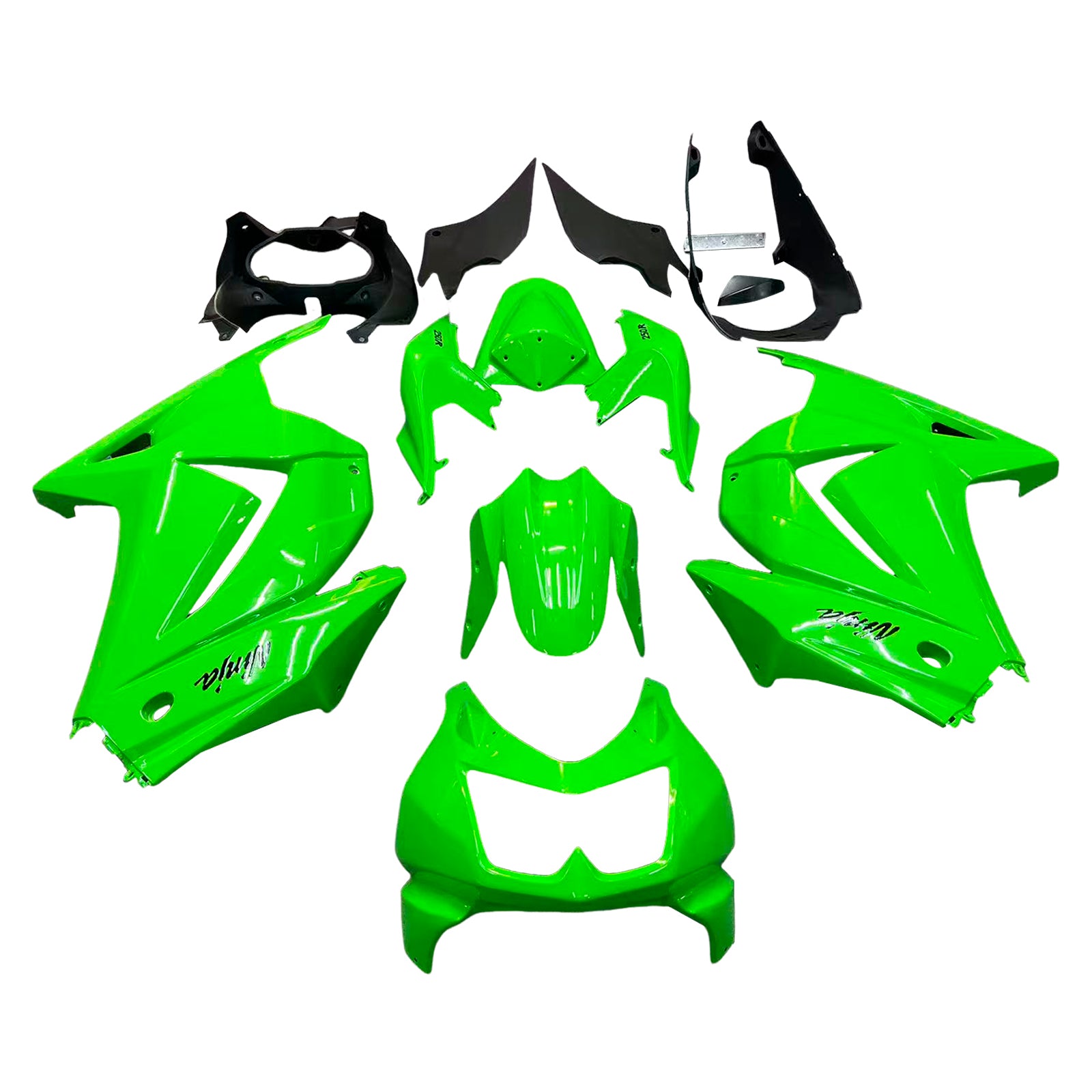 Amotopart Kawasaki EX250 Ninja250R 2008–2012 grünes Verkleidungsset