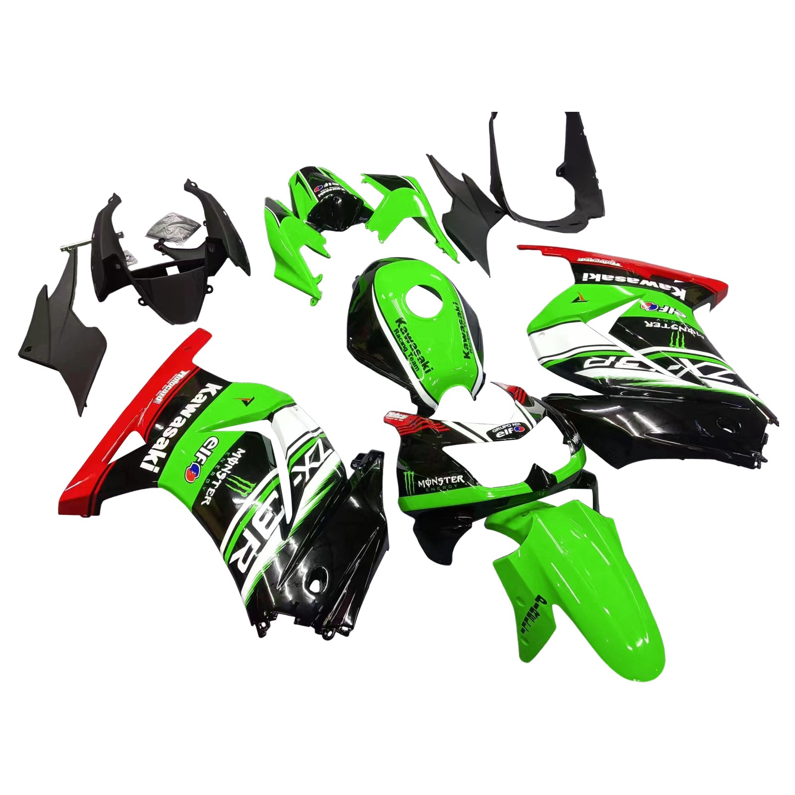 Amotopart Kawasaki EX250 Ninja250R 2008-2012 Green&Black Style1 Fairing Kit