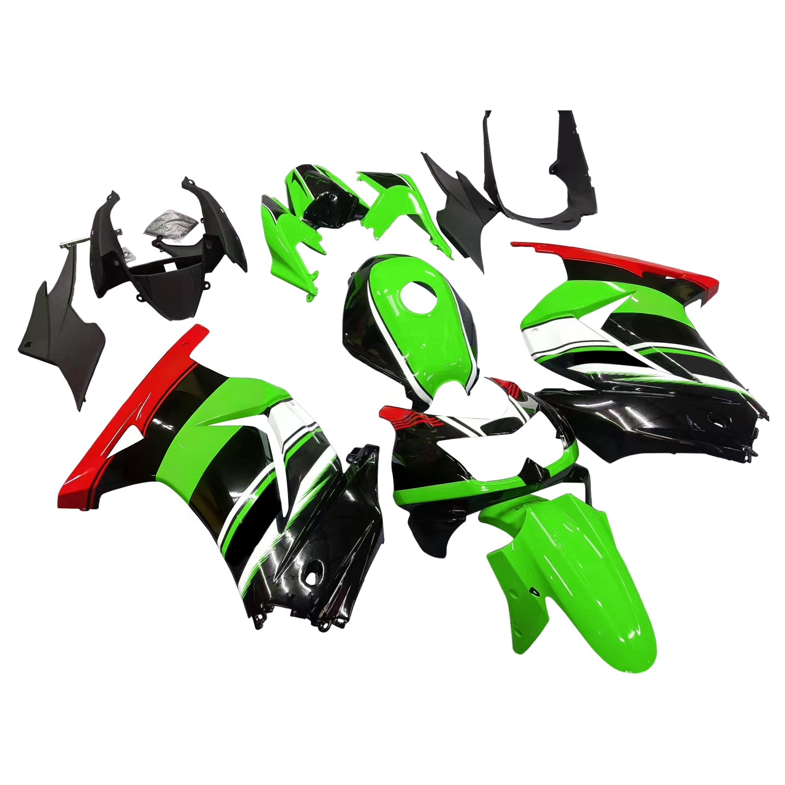 Amotopart Kawasaki Ex250 Ninja250r 2008-2012 Green & Black Style1 Fairing Kit
