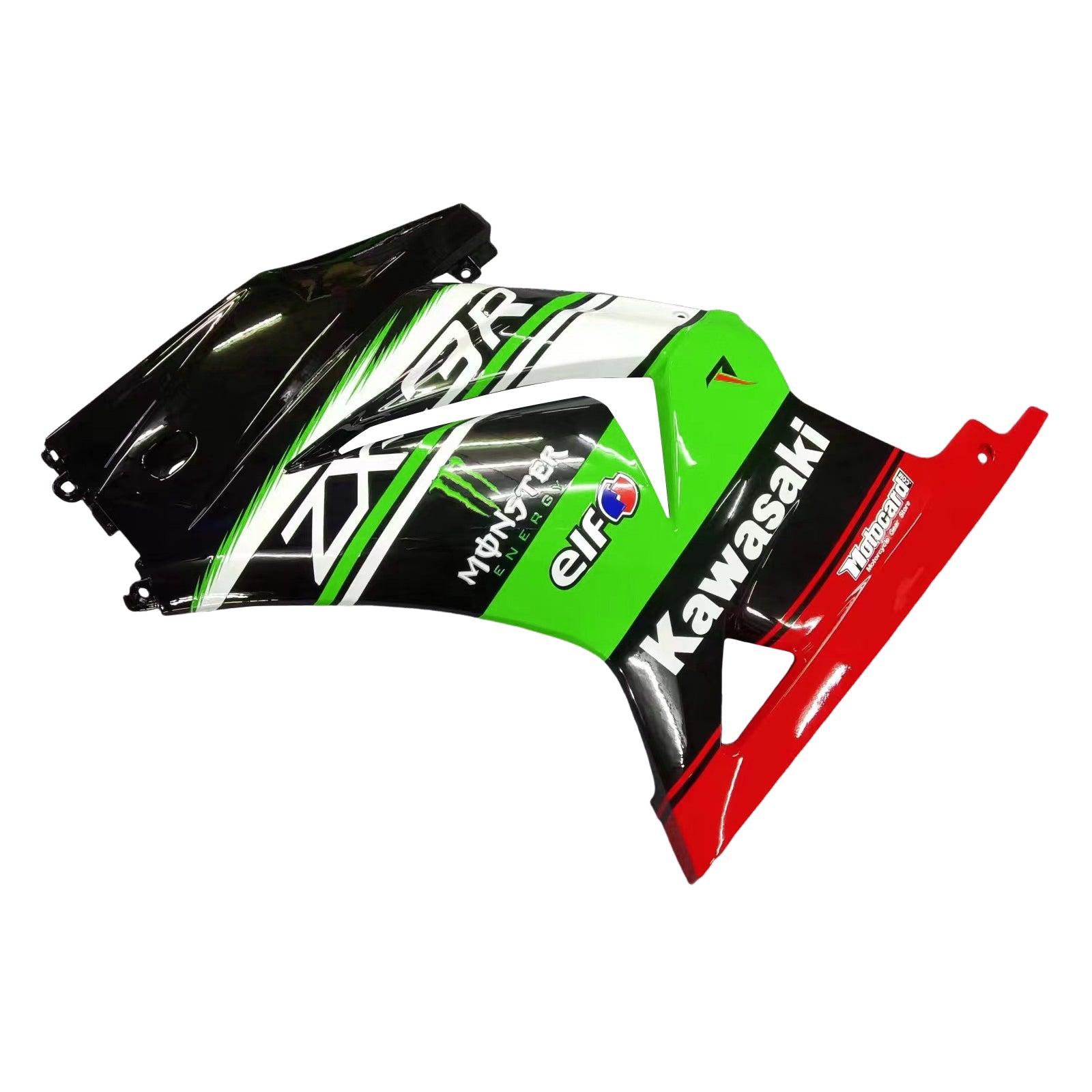 Amotopart Kit de carénage Kawasaki EX250 Ninja250R 2008-2012 vert et noir Style1