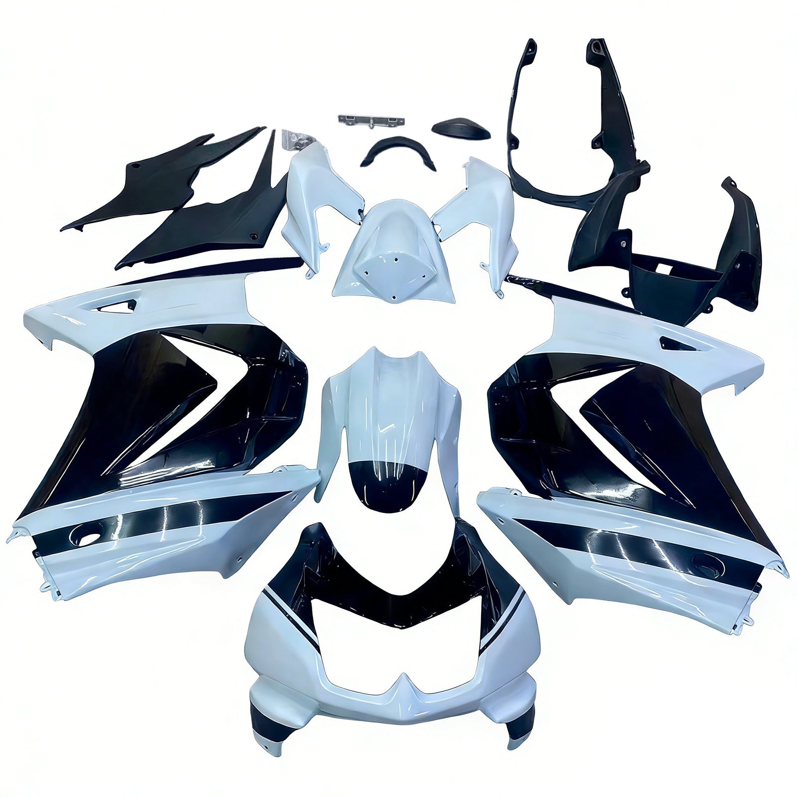 Amotopart 2008-2012 Kawasaki EX250 Ninja250R Black&White Fairing Kit