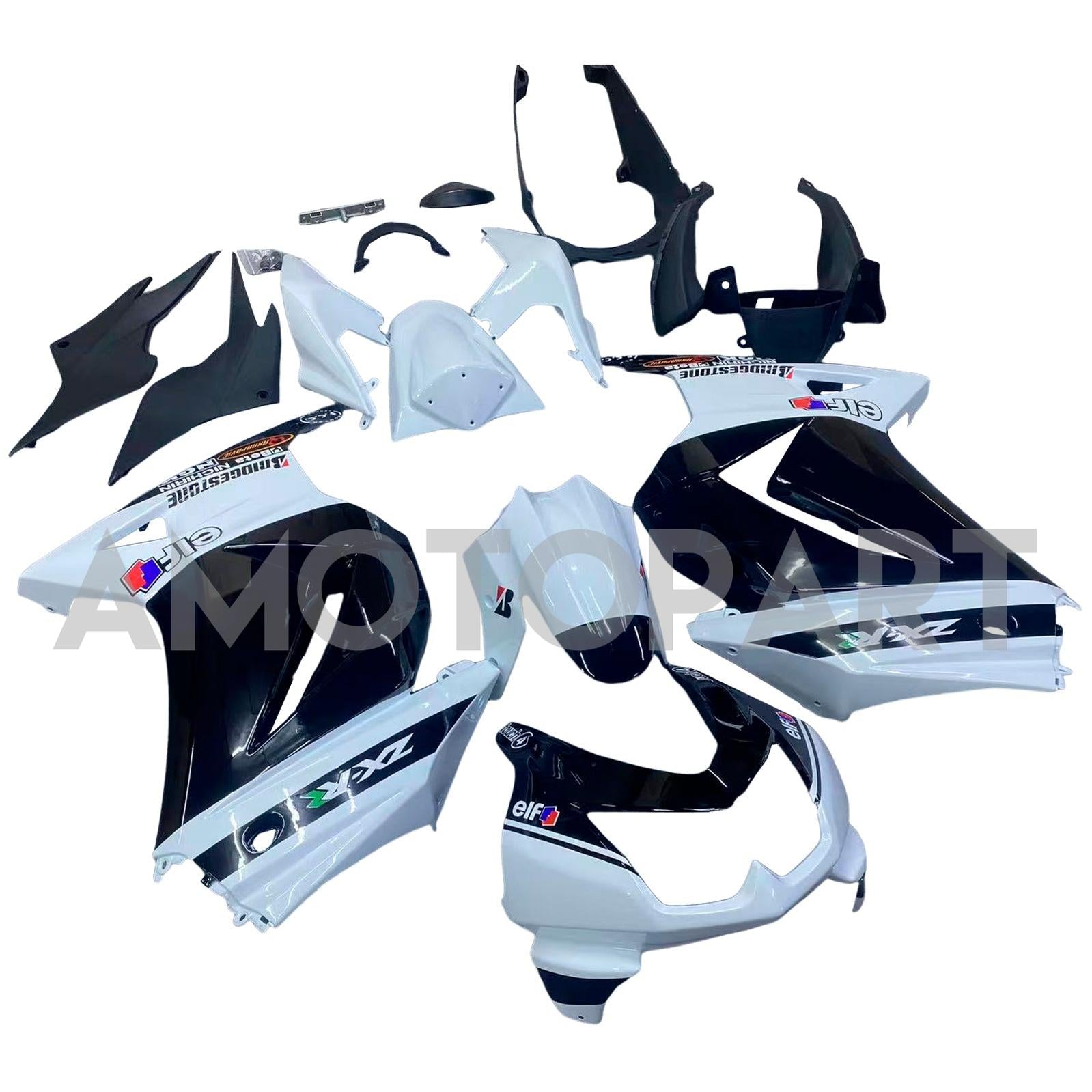 Amotopart 2008-2012 Kit carena Kawasaki EX250 Ninja250R bianco e nero