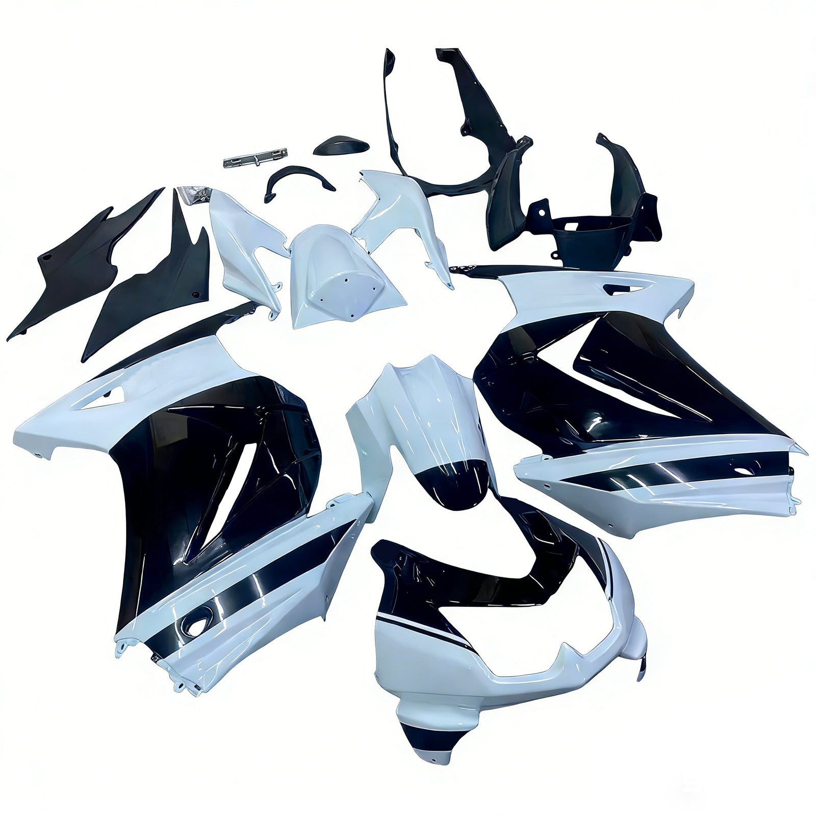 Amotopart 2008-2012 Kawasaki EX250 Ninja250R Black&White Fairing Kit