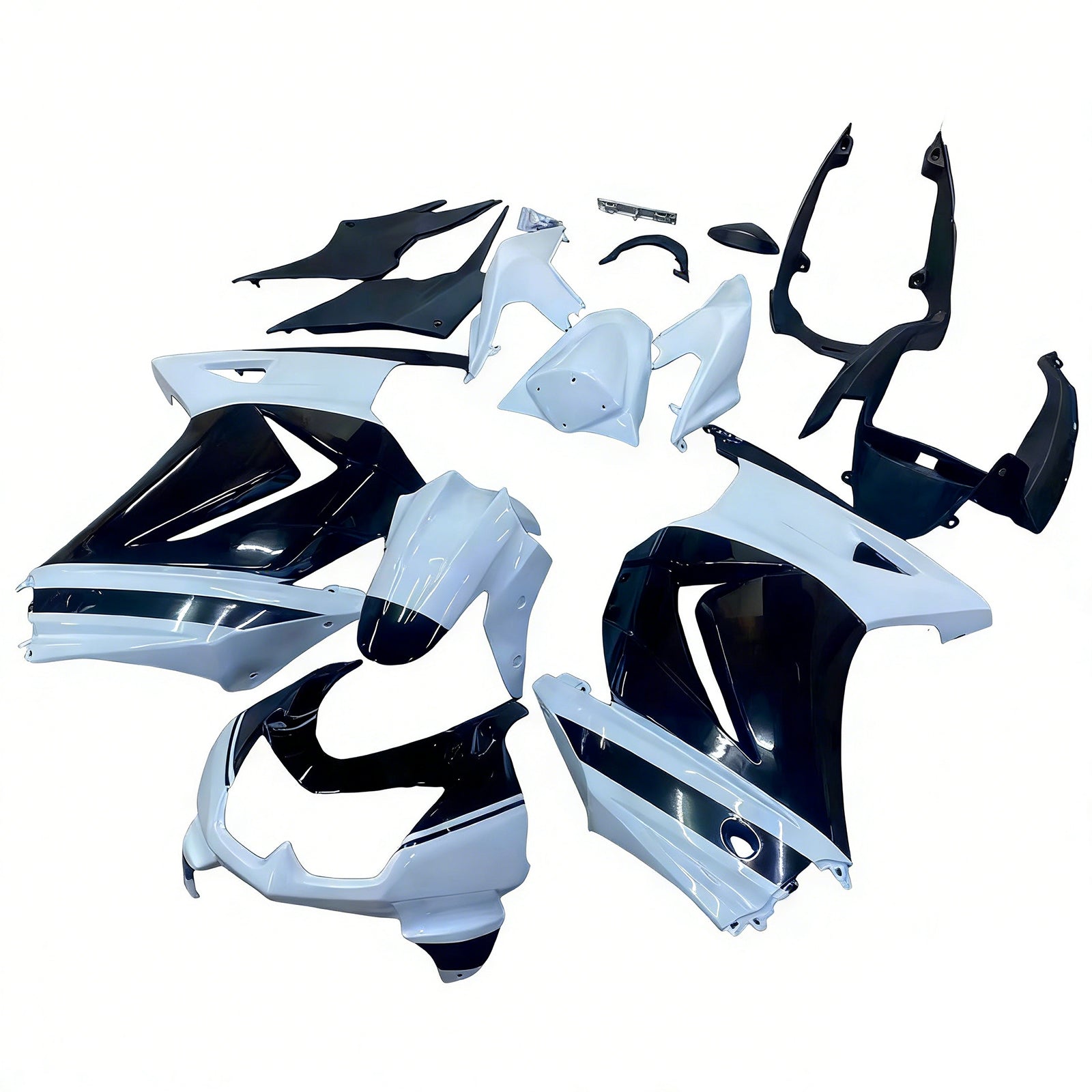 Amotopart 2008-2012 Kawasaki EX250 Ninja250R Black&White Fairing Kit