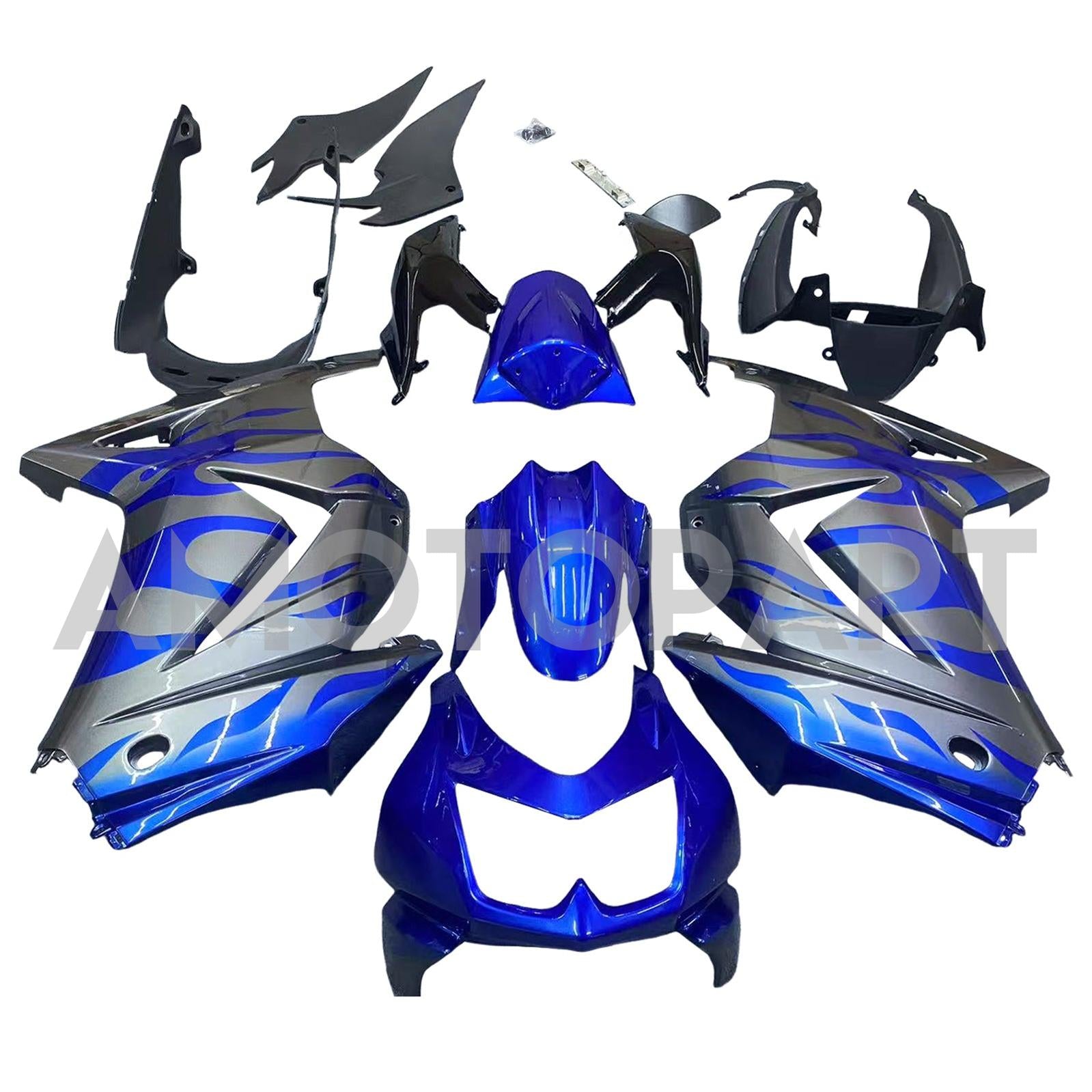 Amotopart 2008-2012 Kit carena Kawasaki EX250 Ninja 250R blu grigio