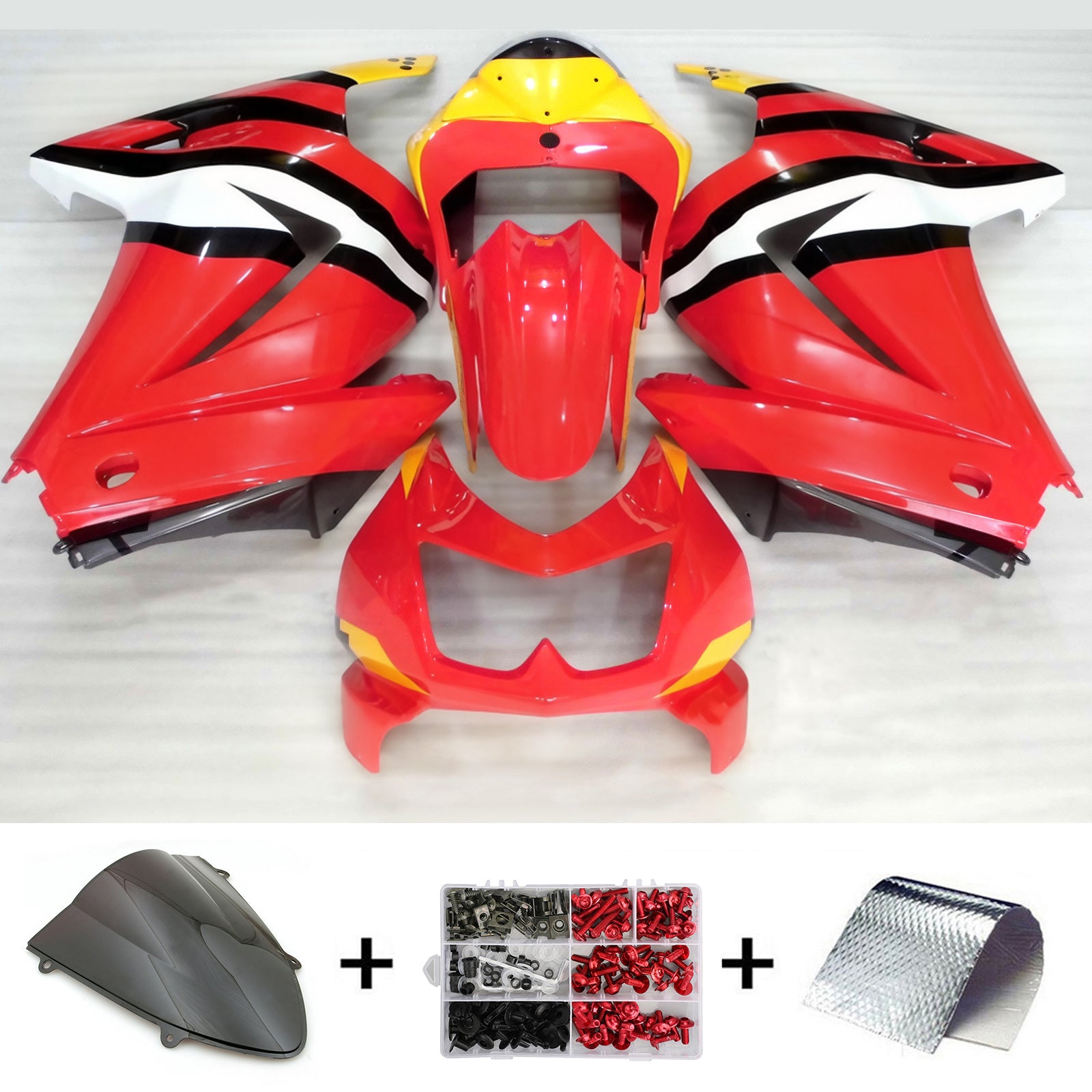 Amotopart 2008-2012 Kawasaki EX250 Ninja250R Red wth Logo Fairing Kit