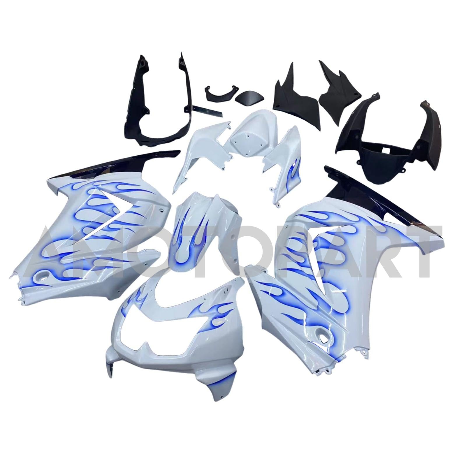 Amotopart 2008–2012 Kawasaki EX250 Ninja250R, Weiß&Blaues Verkleidungskit