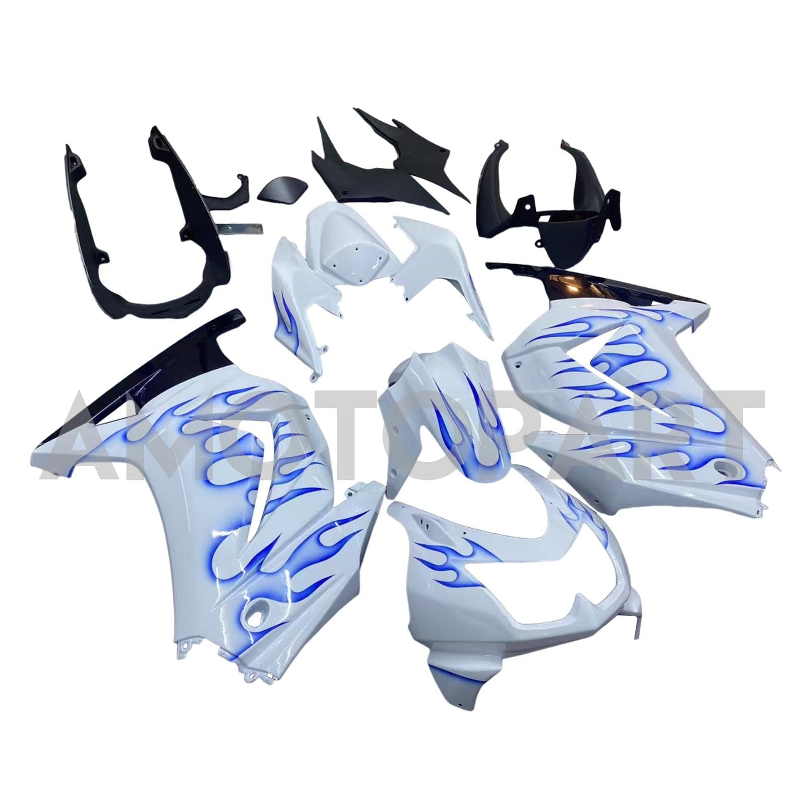 Amotopart 2008–2012 Kawasaki EX250 Ninja250R, Weiß&Blaues Verkleidungskit