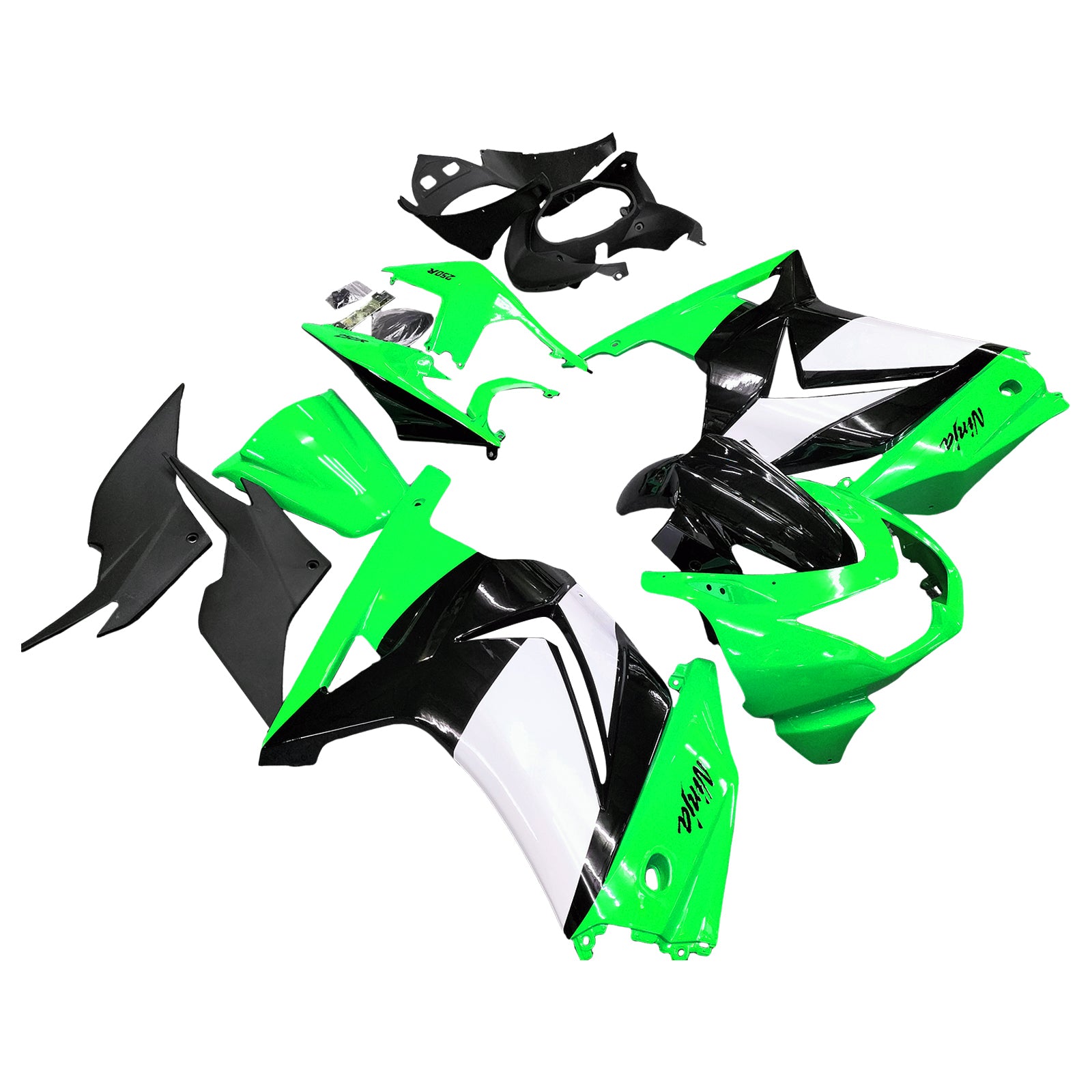 Amotopart 2008-2012 Kawasaki EX250 Ninja250R Green&Black Style3 Fairing Kit