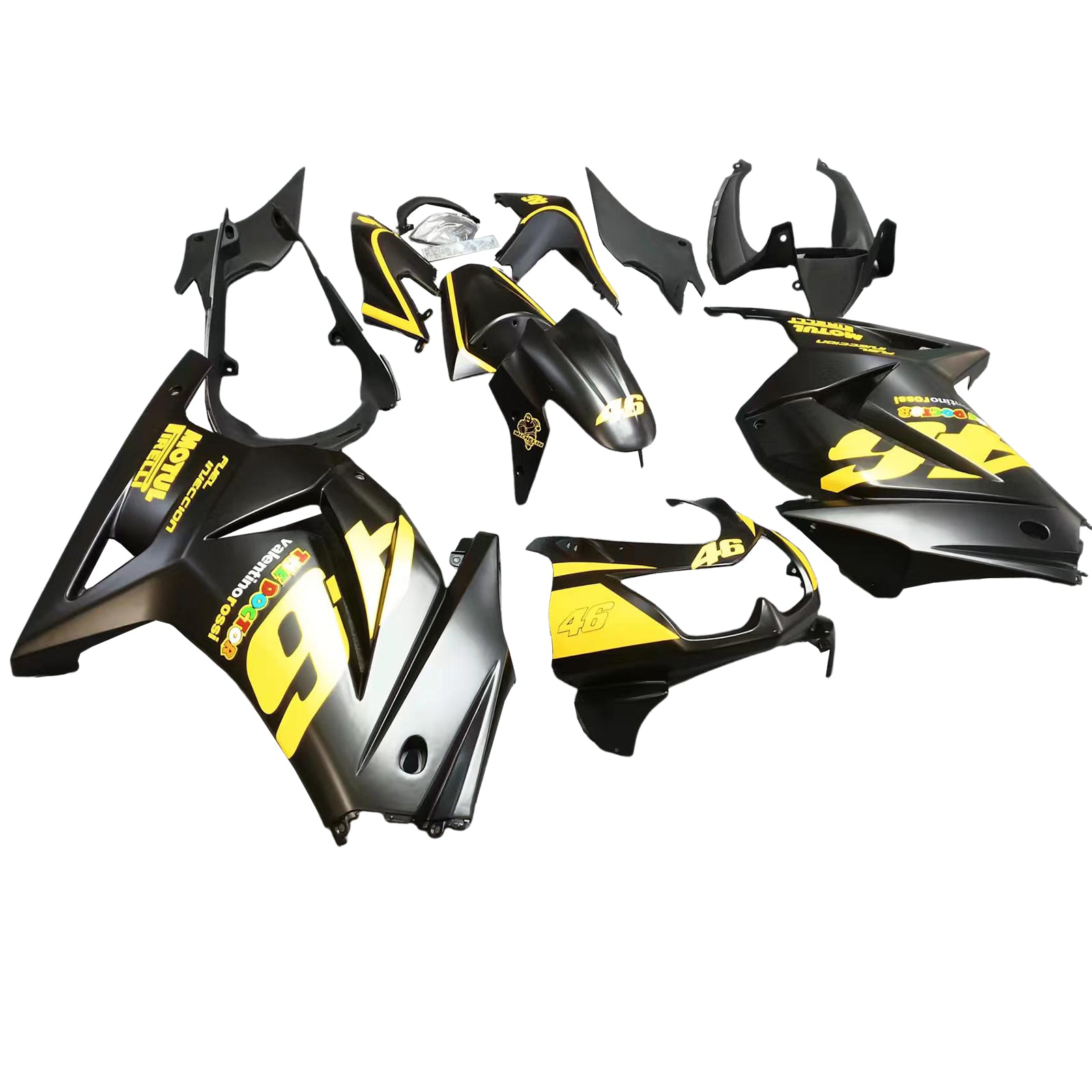 Amotopart 2008-2012 Kawasaki EX250 Ninja250R Black & Yellow Fairing Kit
