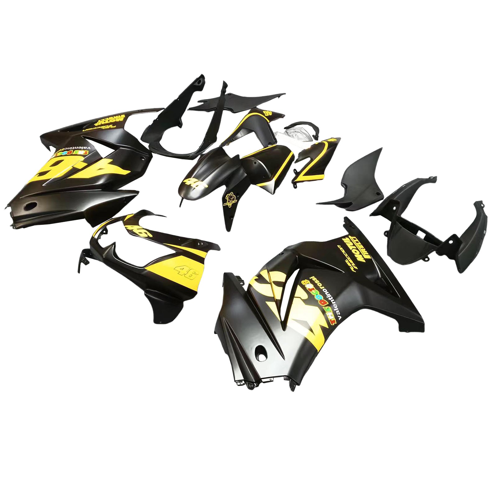 Amotopart 2008-2012 Kawasaki EX250 Ninja250R Black & Yellow Fairing Kit