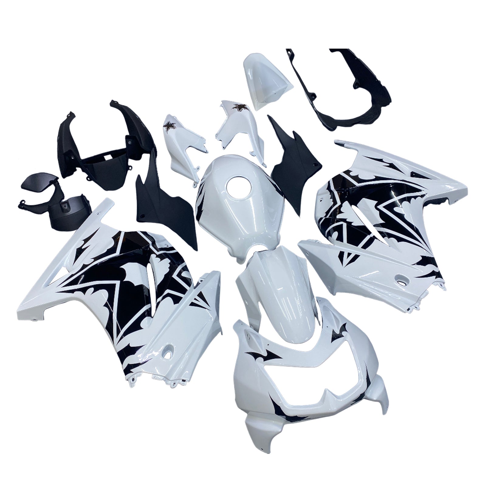 Amotopart 2008-2012 Kawasaki EX250 Ninja250R White & Black Fairing Kit